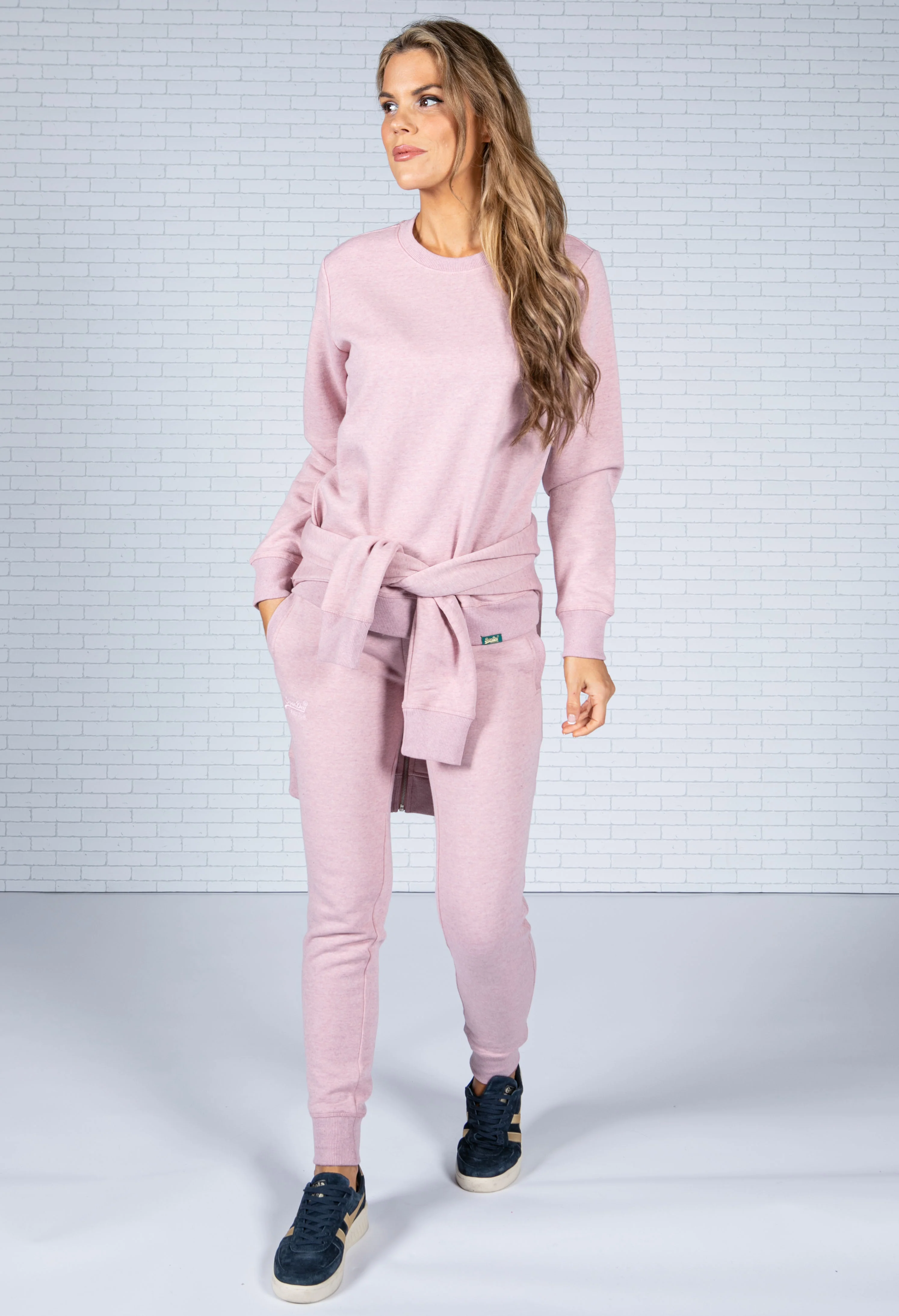 Organic Cotton Vintage Logo Crew Sweatshirt in Soft Pink Marl