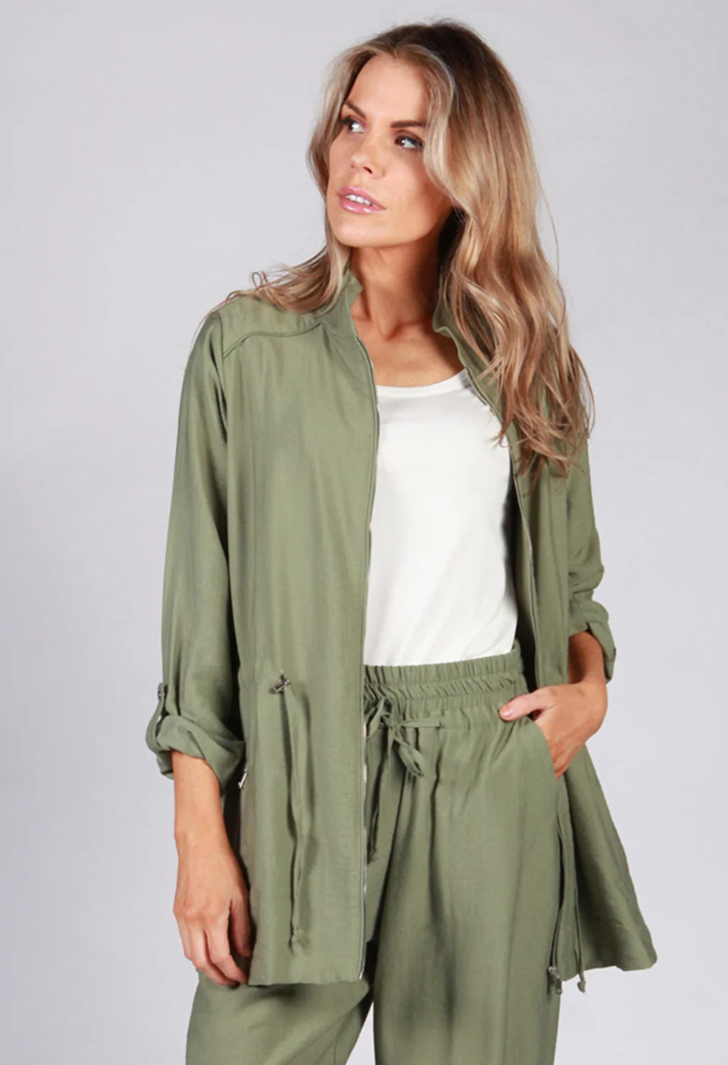 Khaki Draw String Blazer