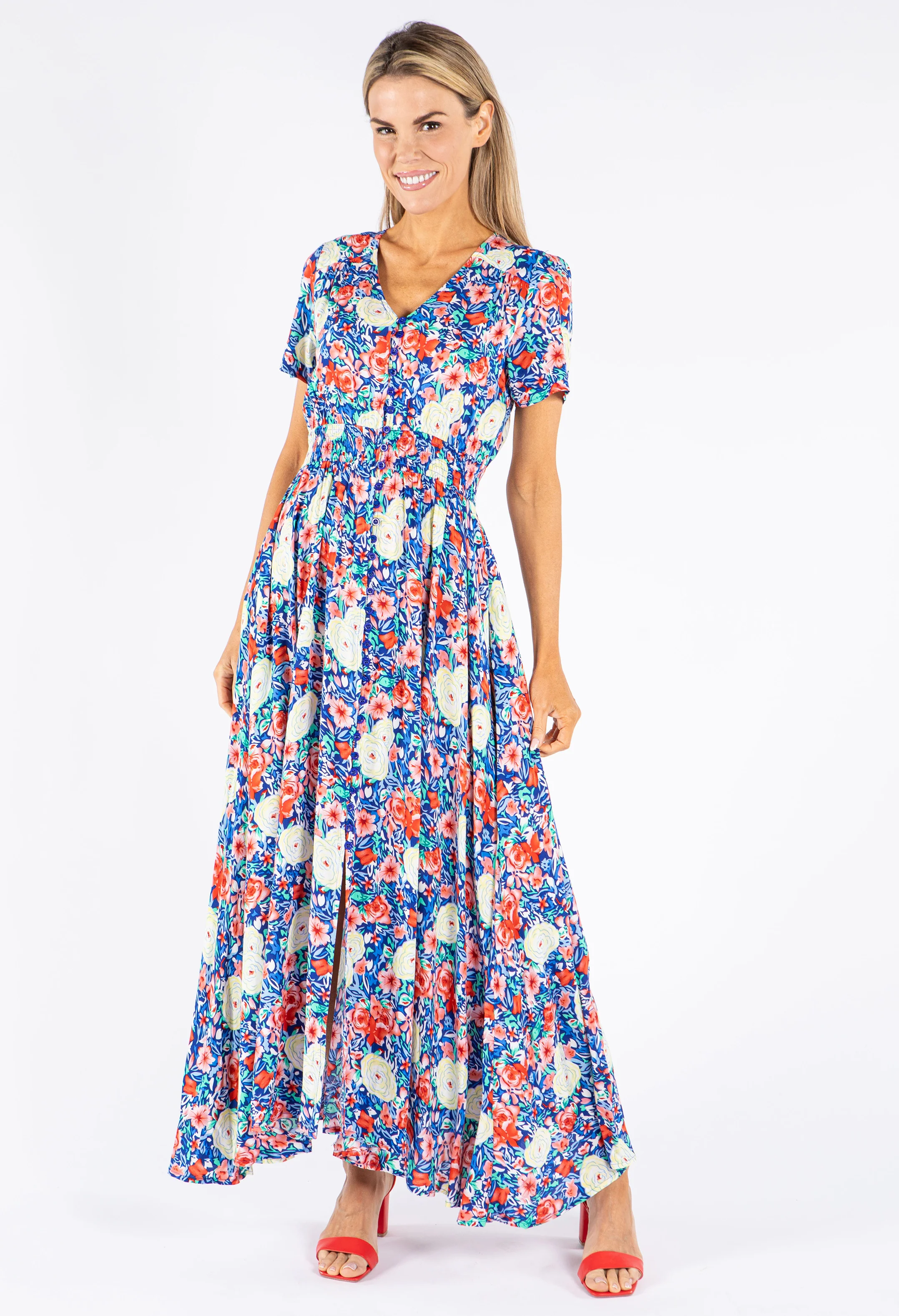 Floral Buttoned Maxi Dress
