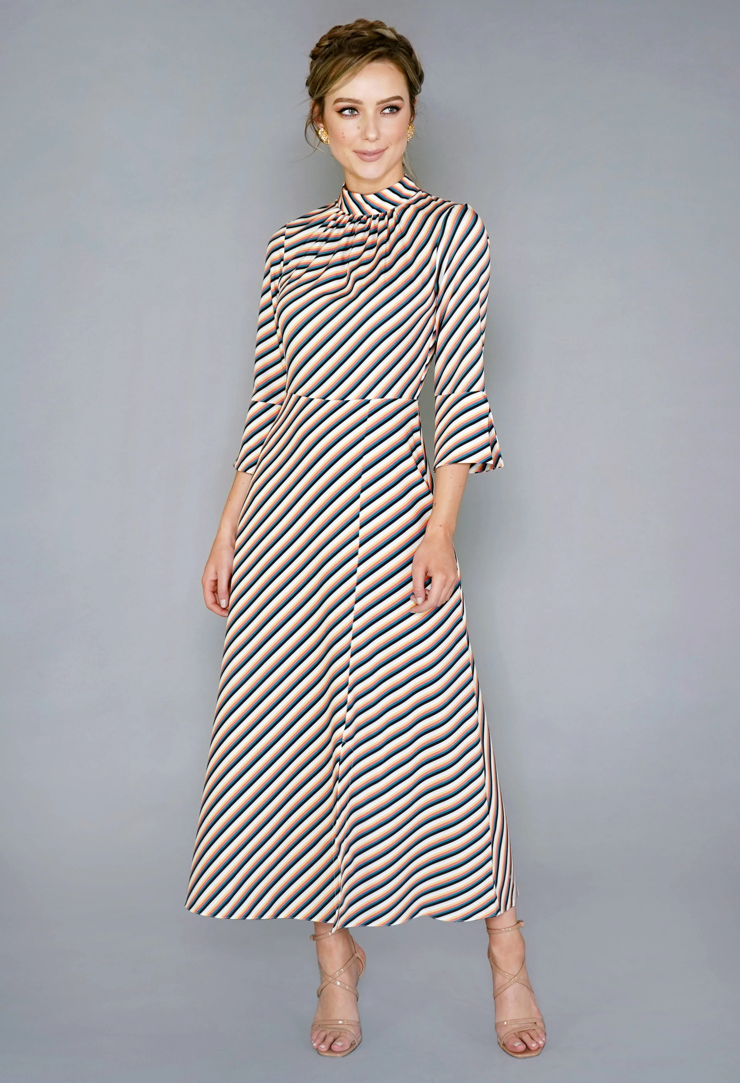 CREAM ASYMMETRIC A-LINE DRESS