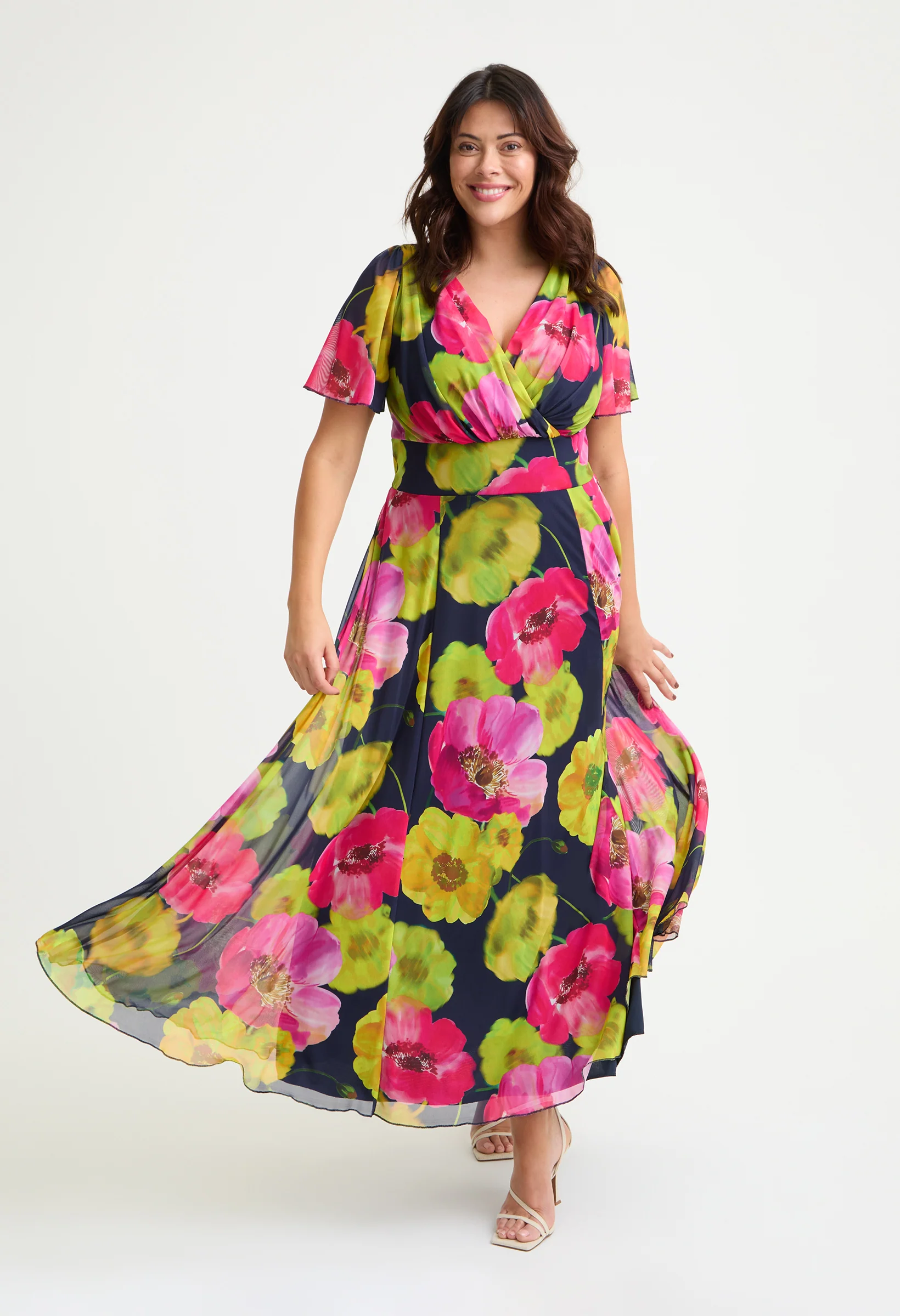 Isabelle Curve+ Angel Sleeve Maxi Dress
