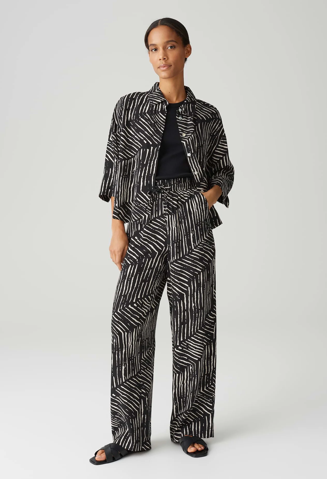 Marou Palm Leaves Wide Leg Trousers