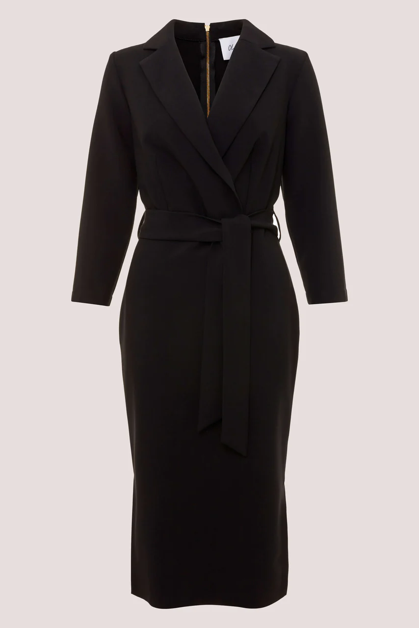 BLACK 3/4 SLEEVE PENCIL DRESS