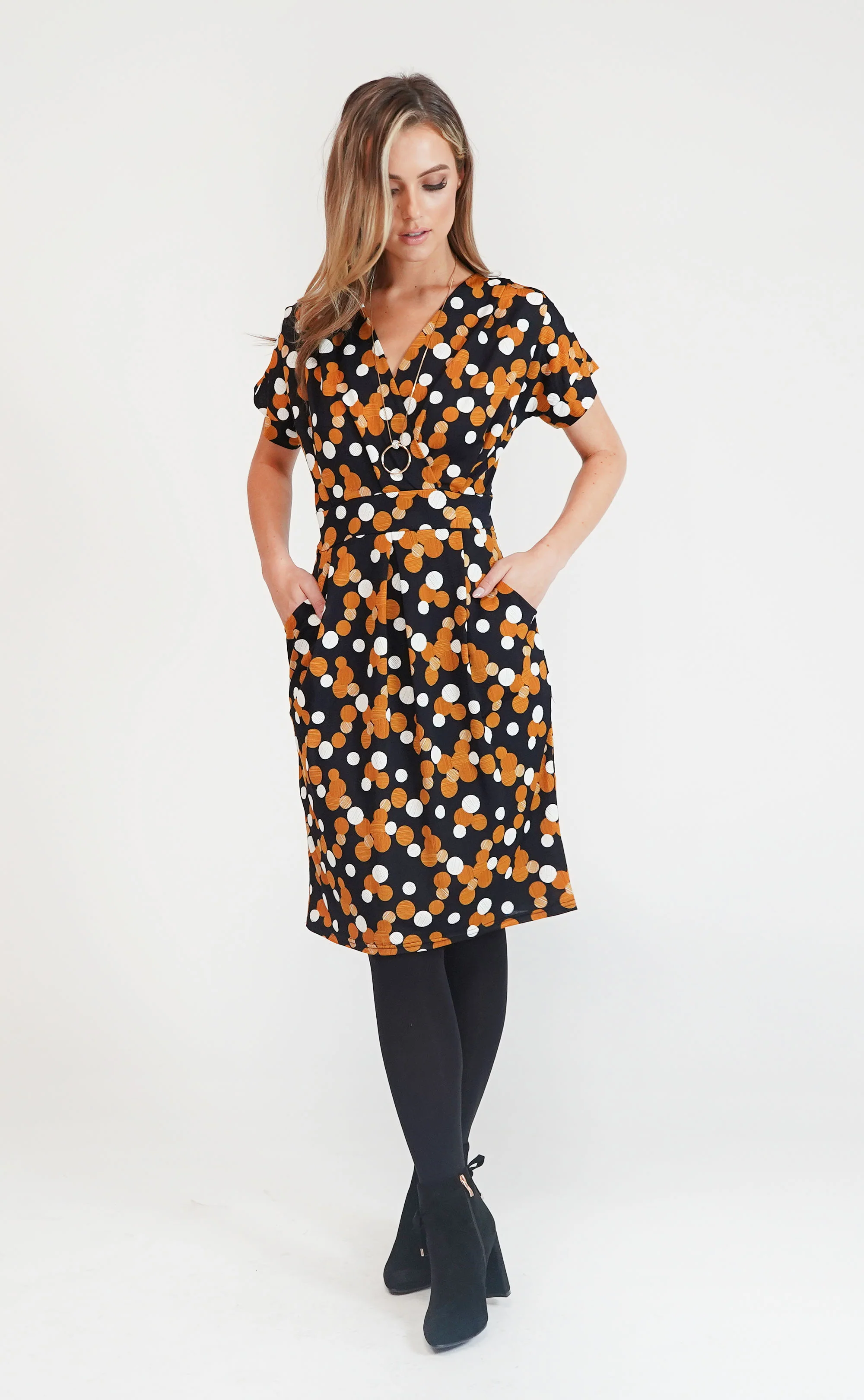 Navy/Gold Spot Dress