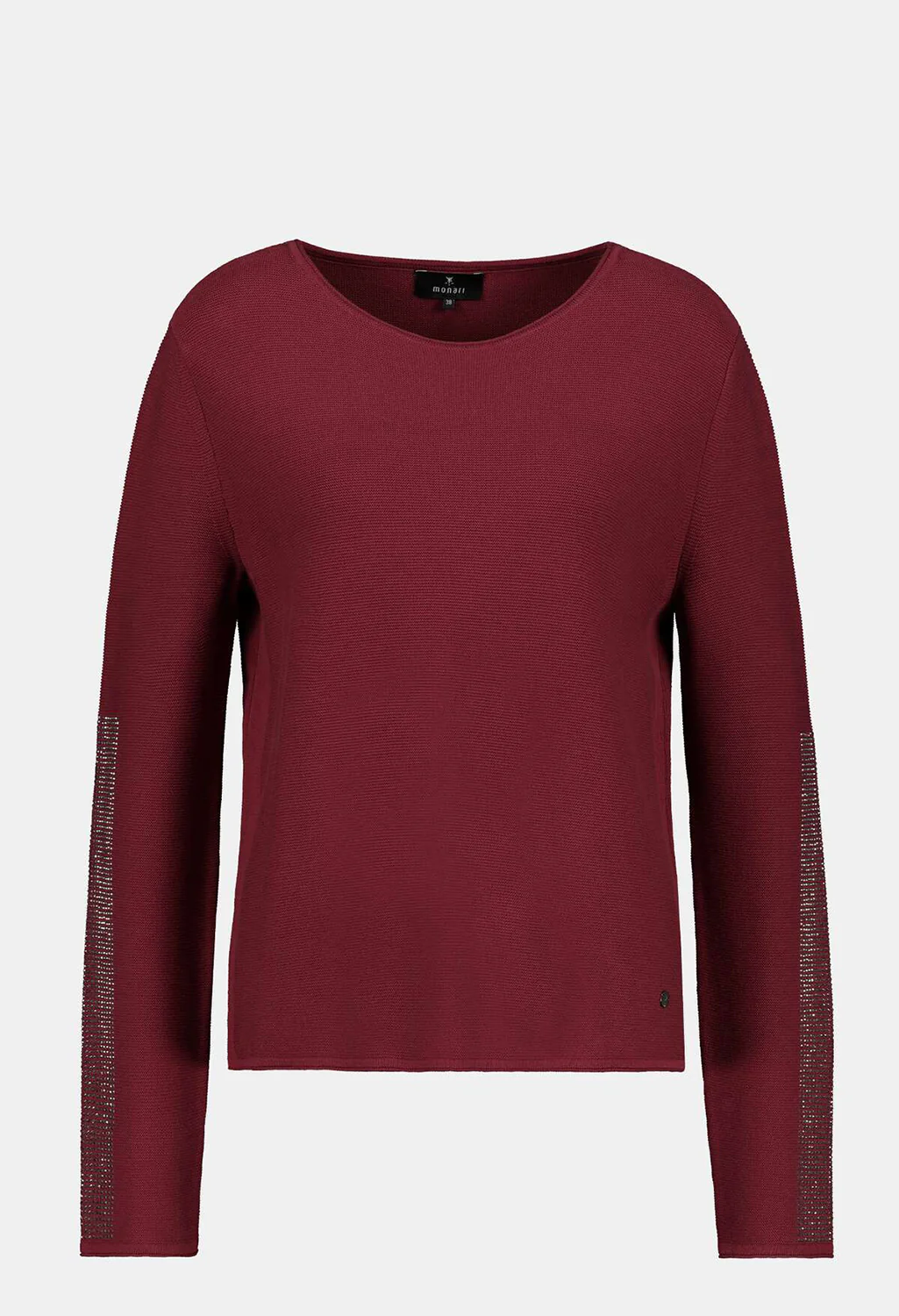 Merlot Pullover with Rhinestone Detailed Sleeves