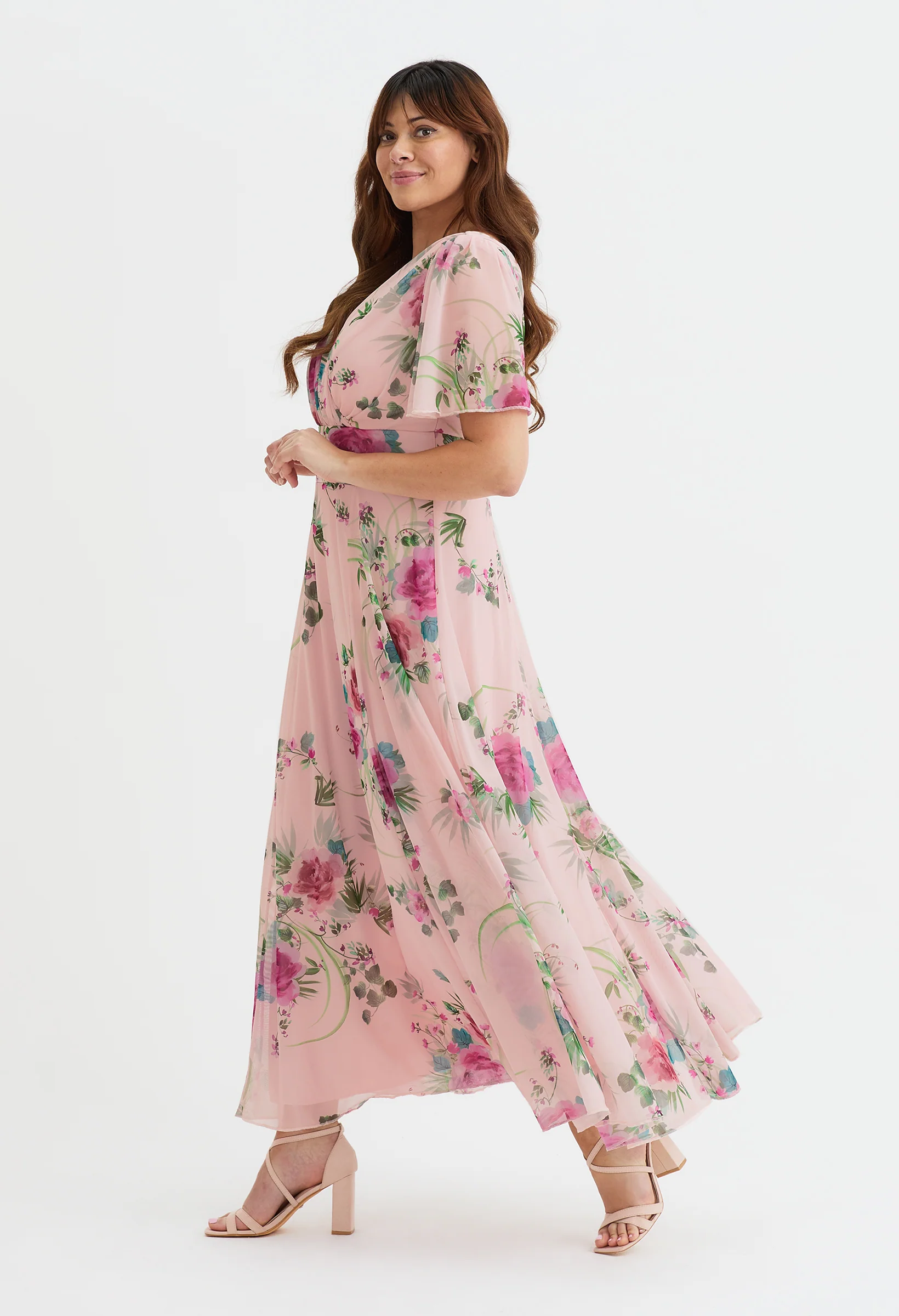 Isabelle Curve+ Angel Sleeve Maxi Dress