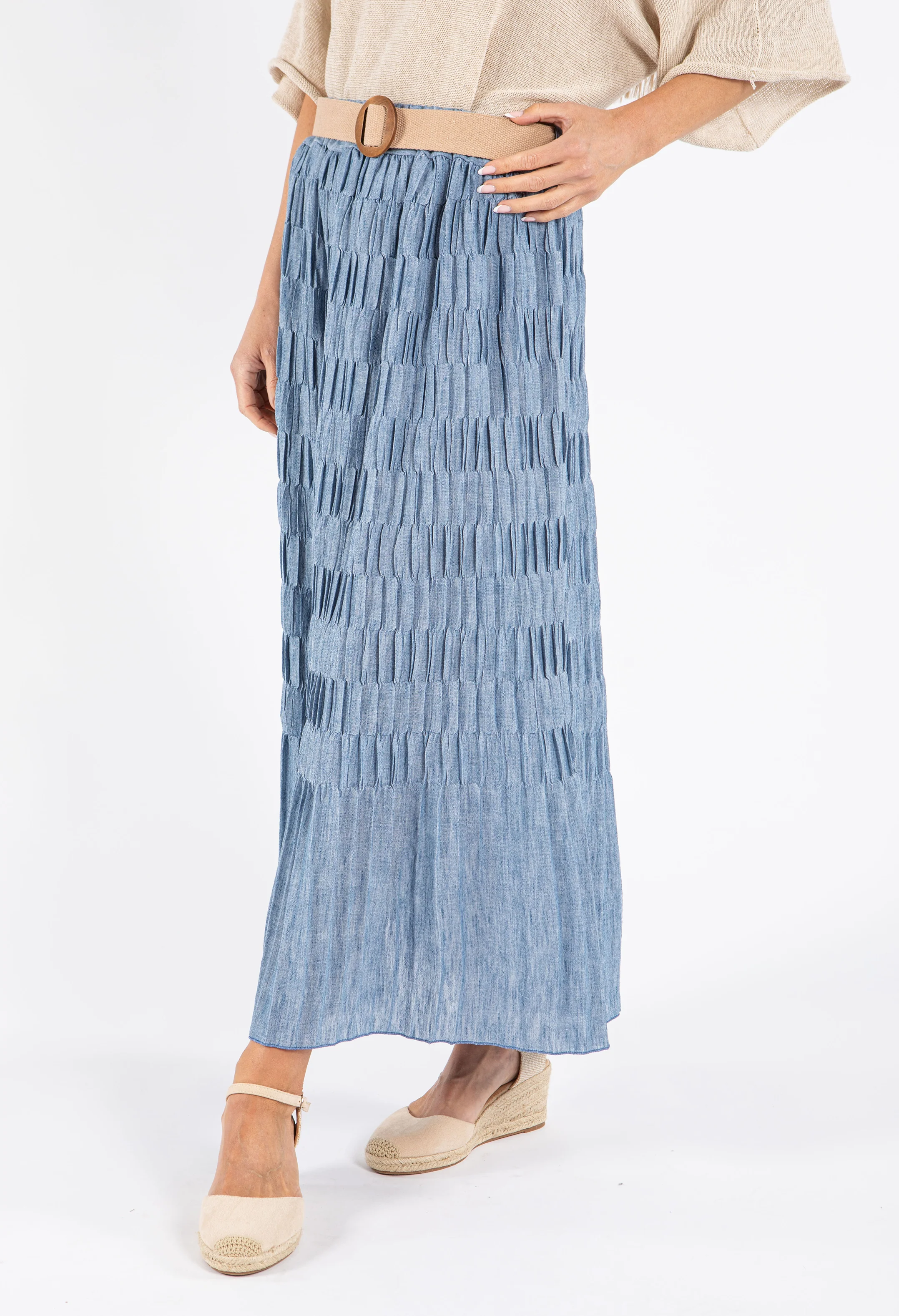 Crinkle Belted Skirt