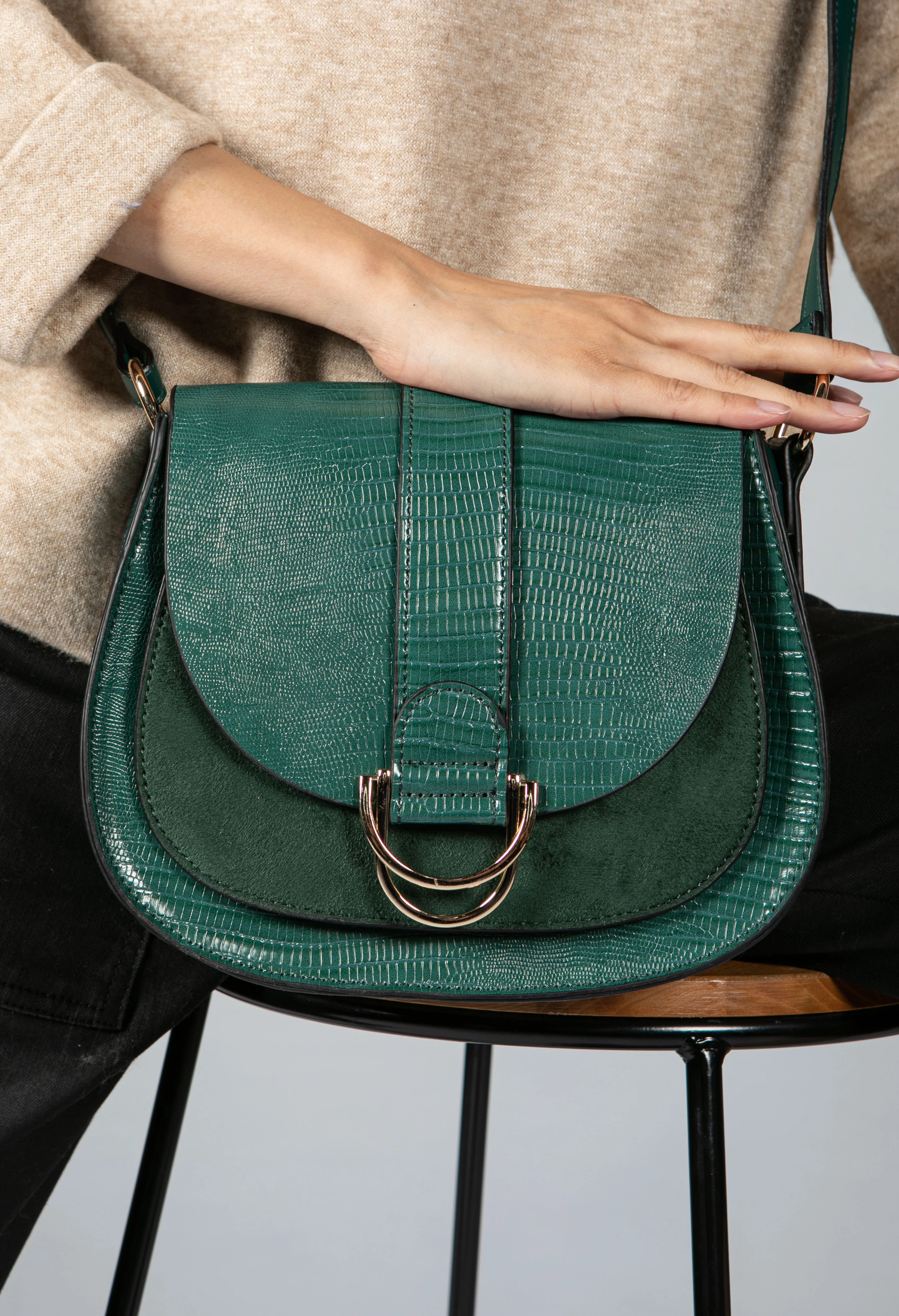 Faux Leather Forest Green Bag
