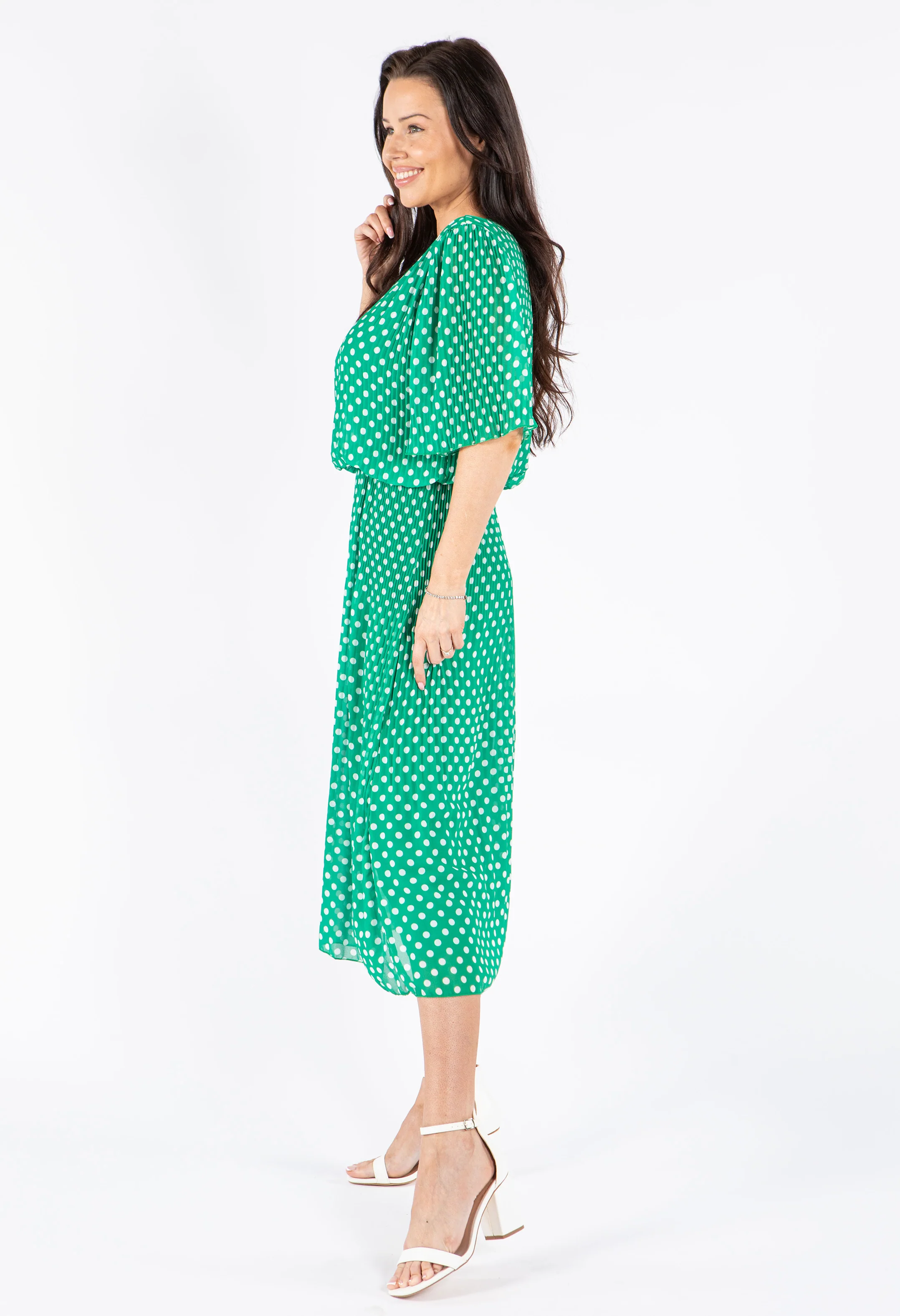 Plisse Pleat Polka Dot Dress