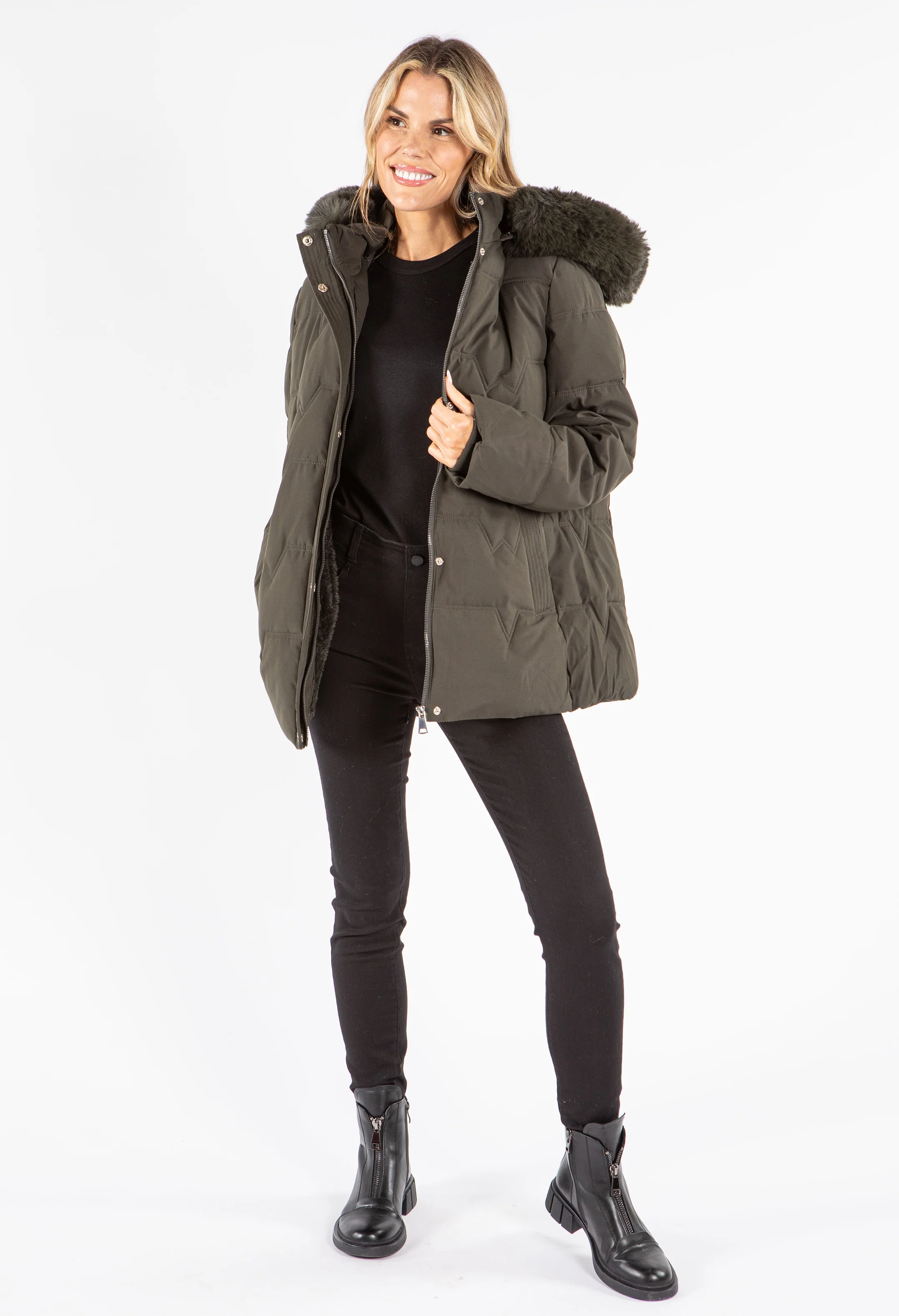 Fur Lined Hooded Coat