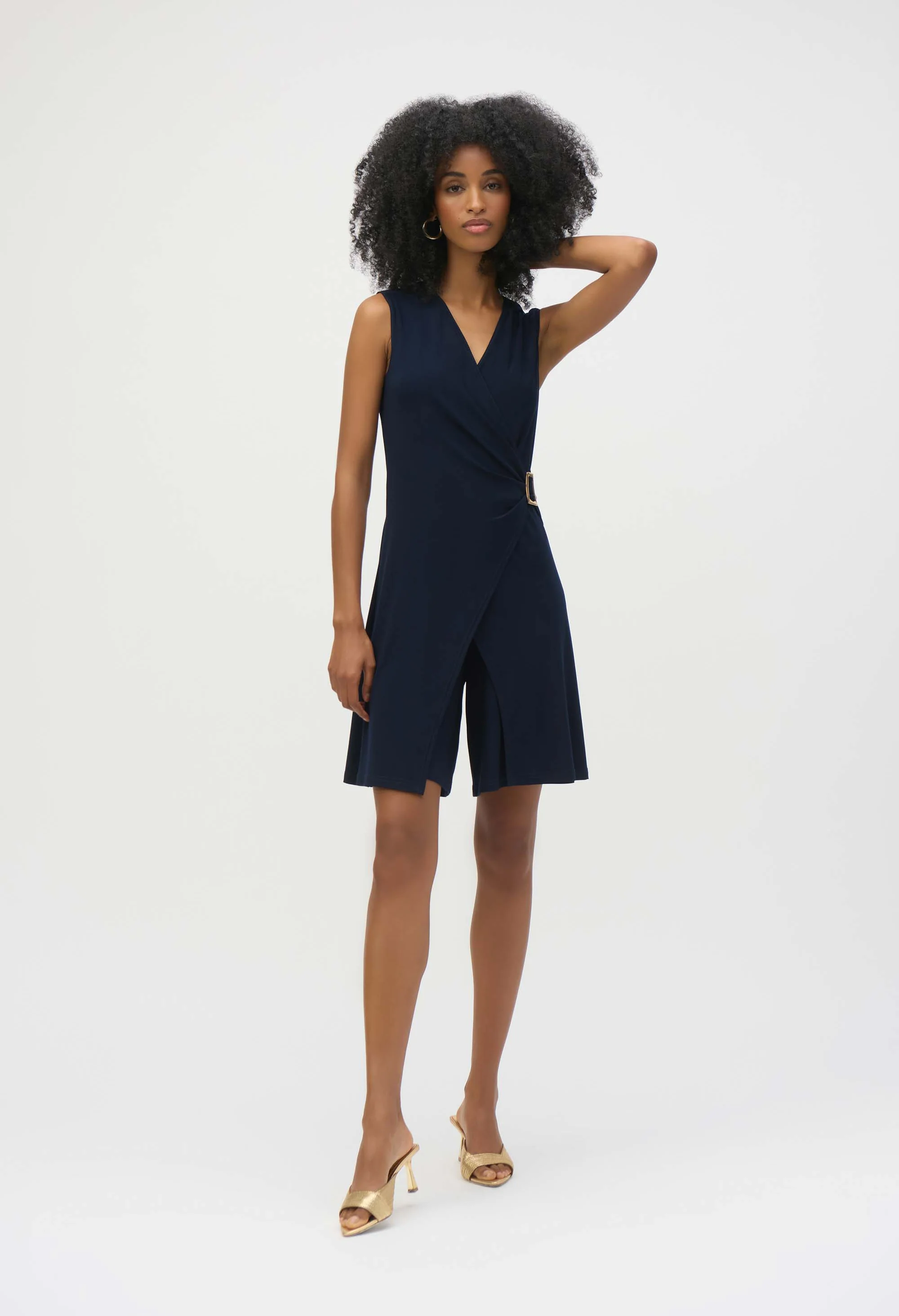 Jewel Belted V-neck Jumpsuit