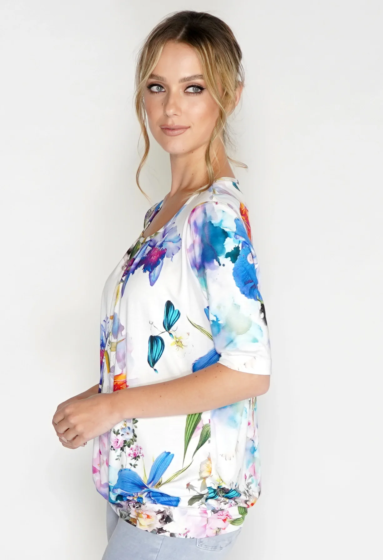 Floral Print Short Sleeve Jersey Top