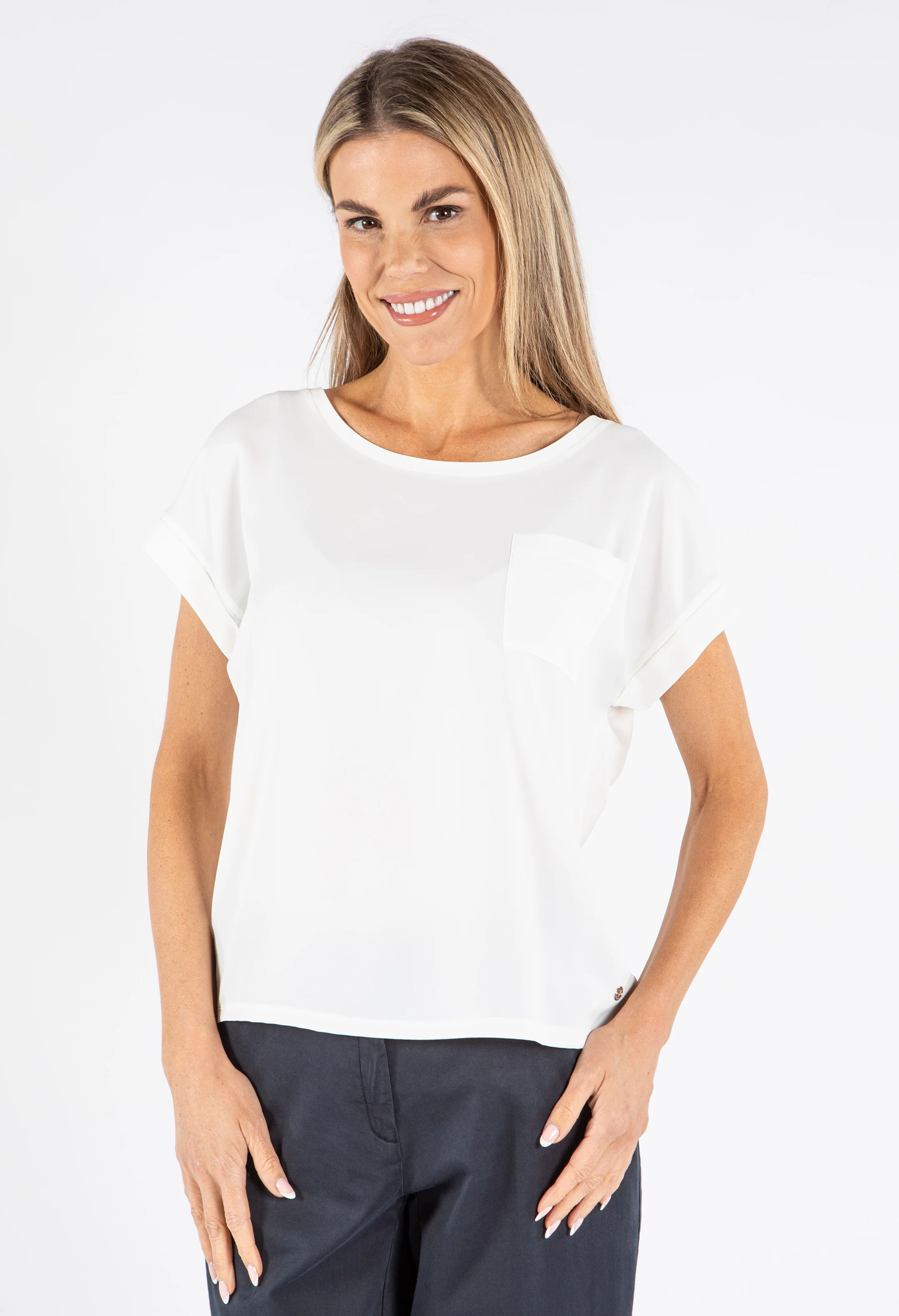 Front Pocket Jersey Blouse