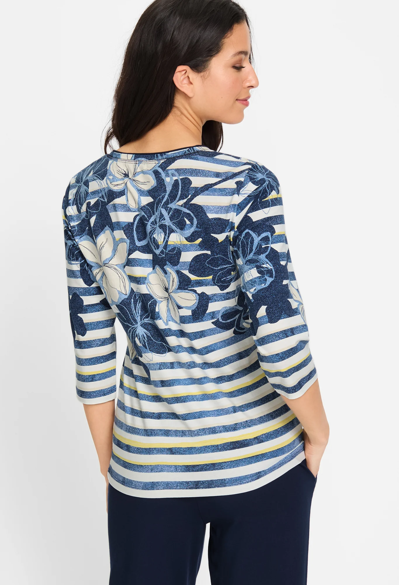 Floral Design Round Neck Top