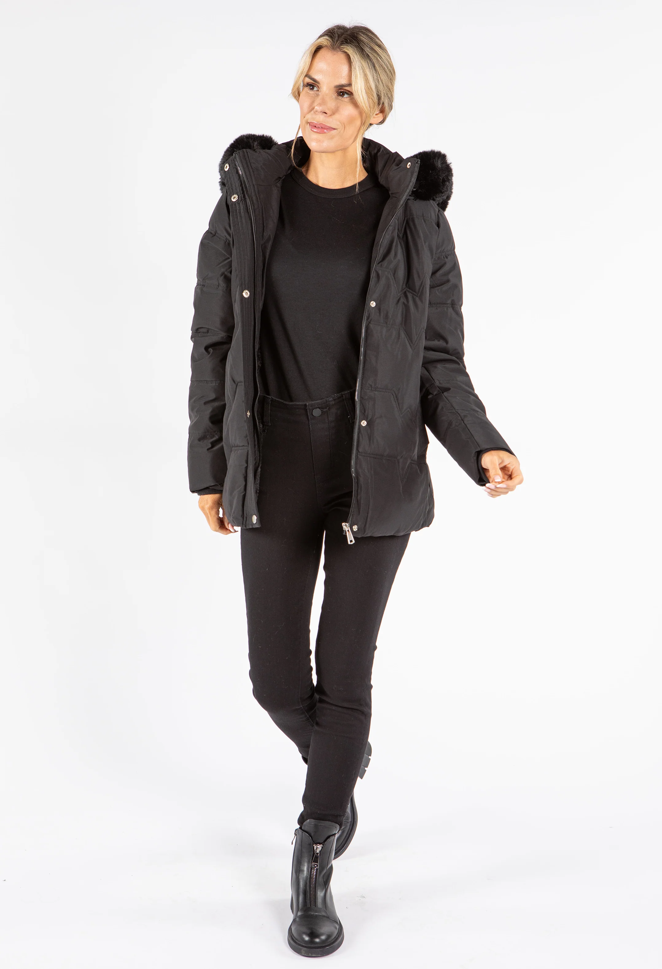 Fur Lined Hooded Coat