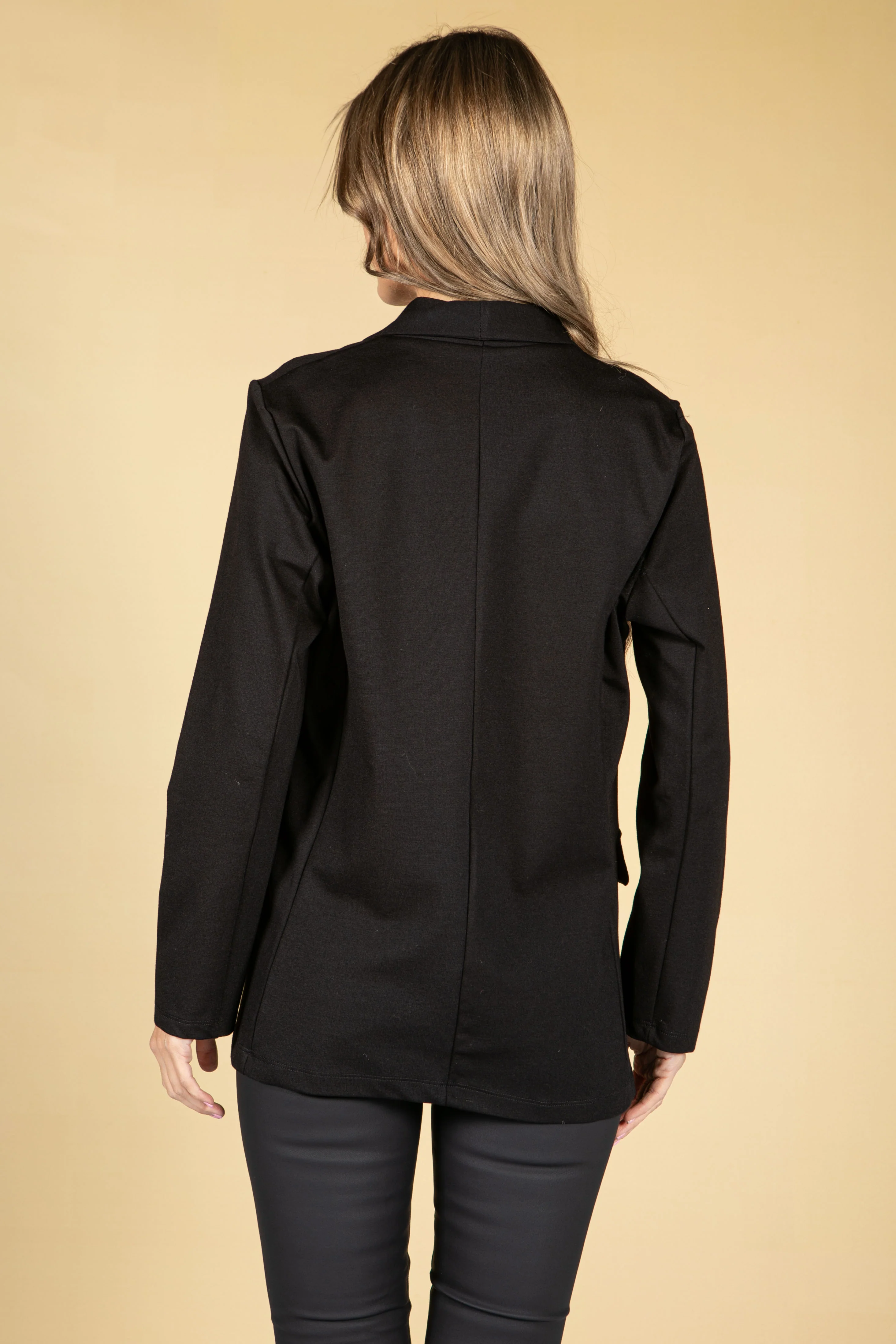 Classic Button Front Blazer in Black