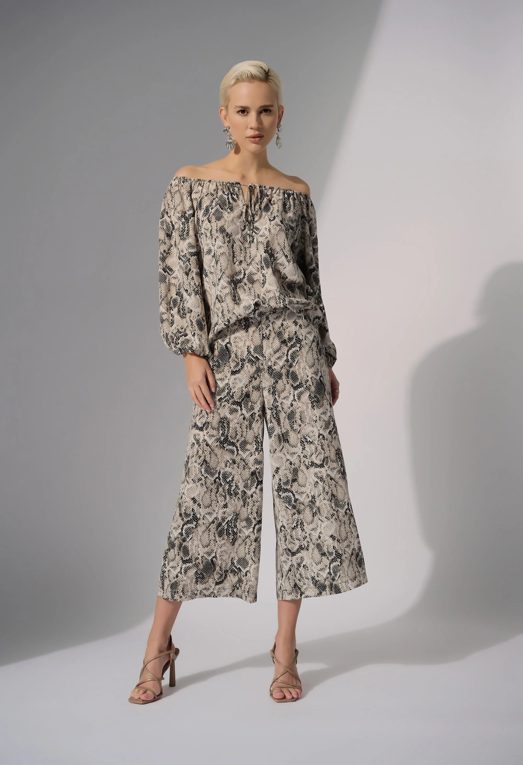 Snake Print Off-shoulder Blouse