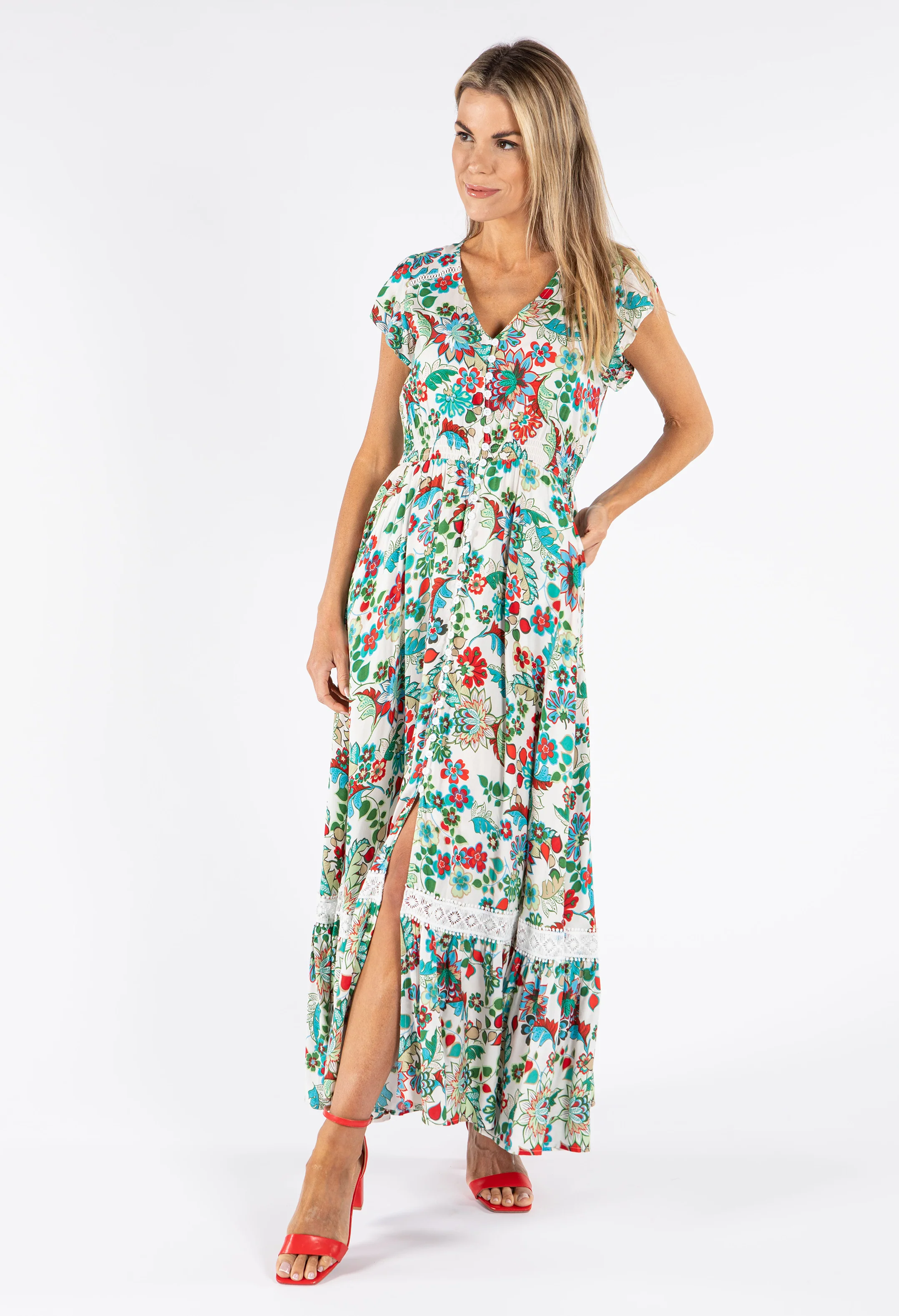Floral Crochet Detail Maxi Dress