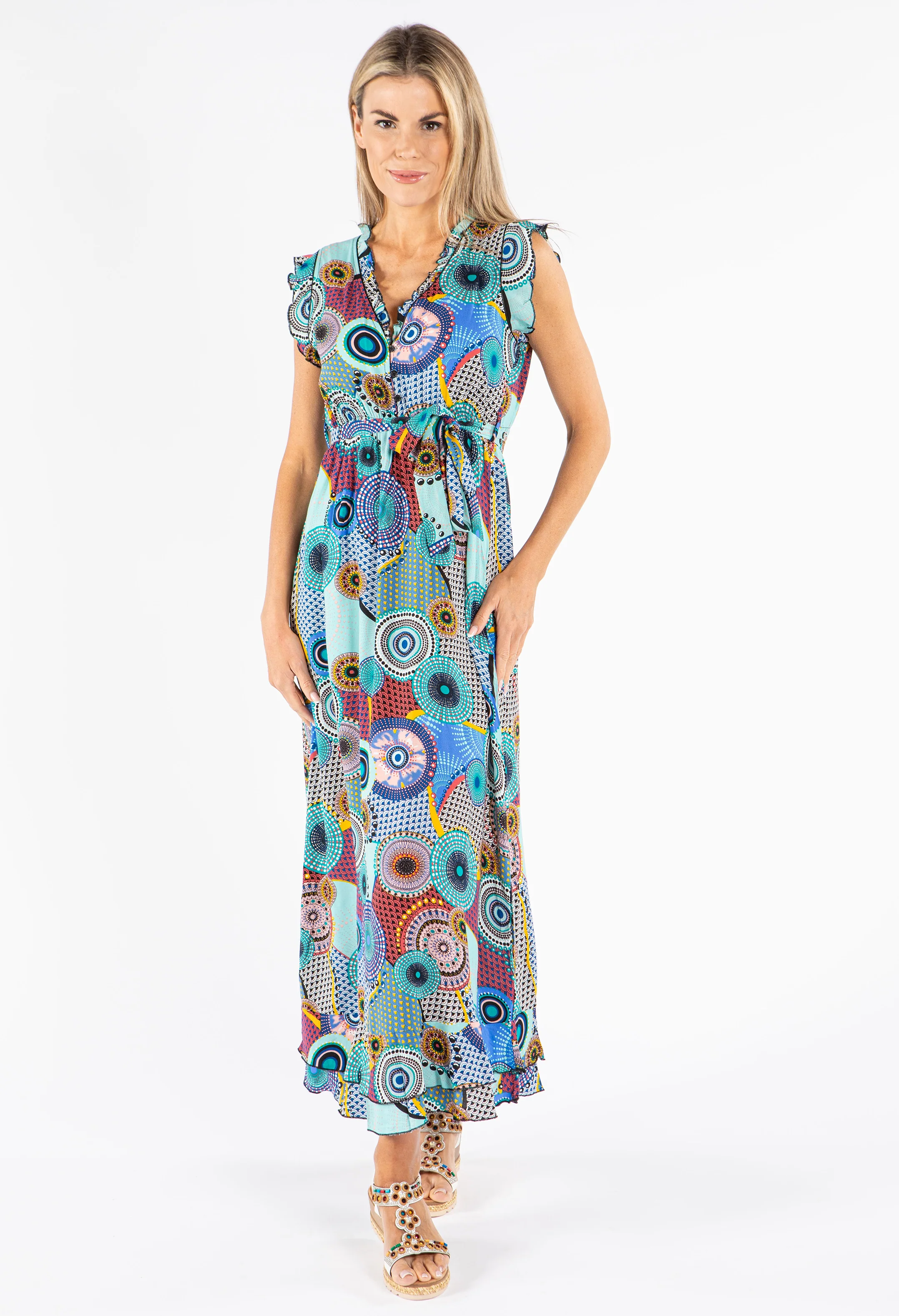 Mosaic Print Sleeveless Dress
