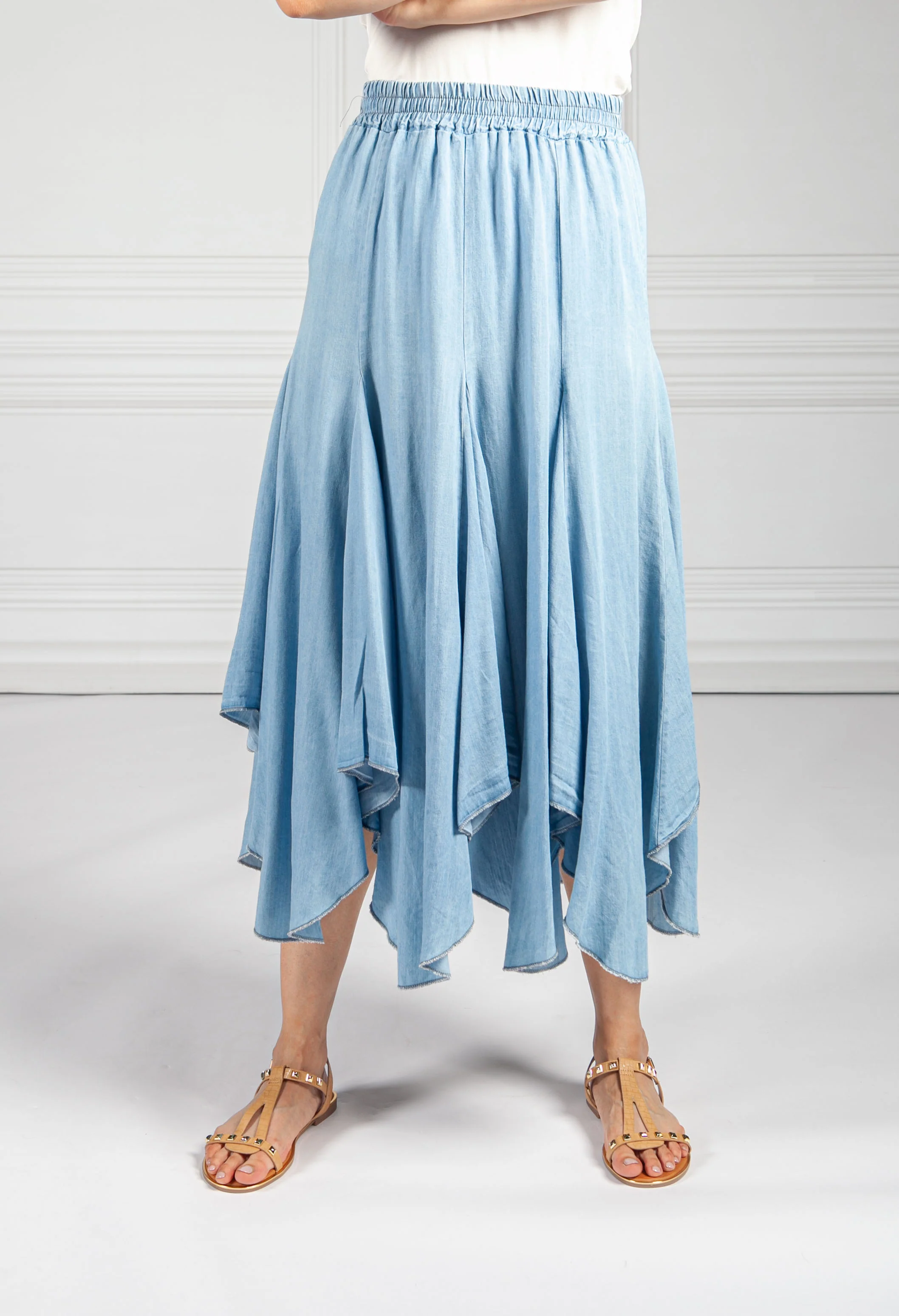 Asymmetric Hem Tencel Skirt