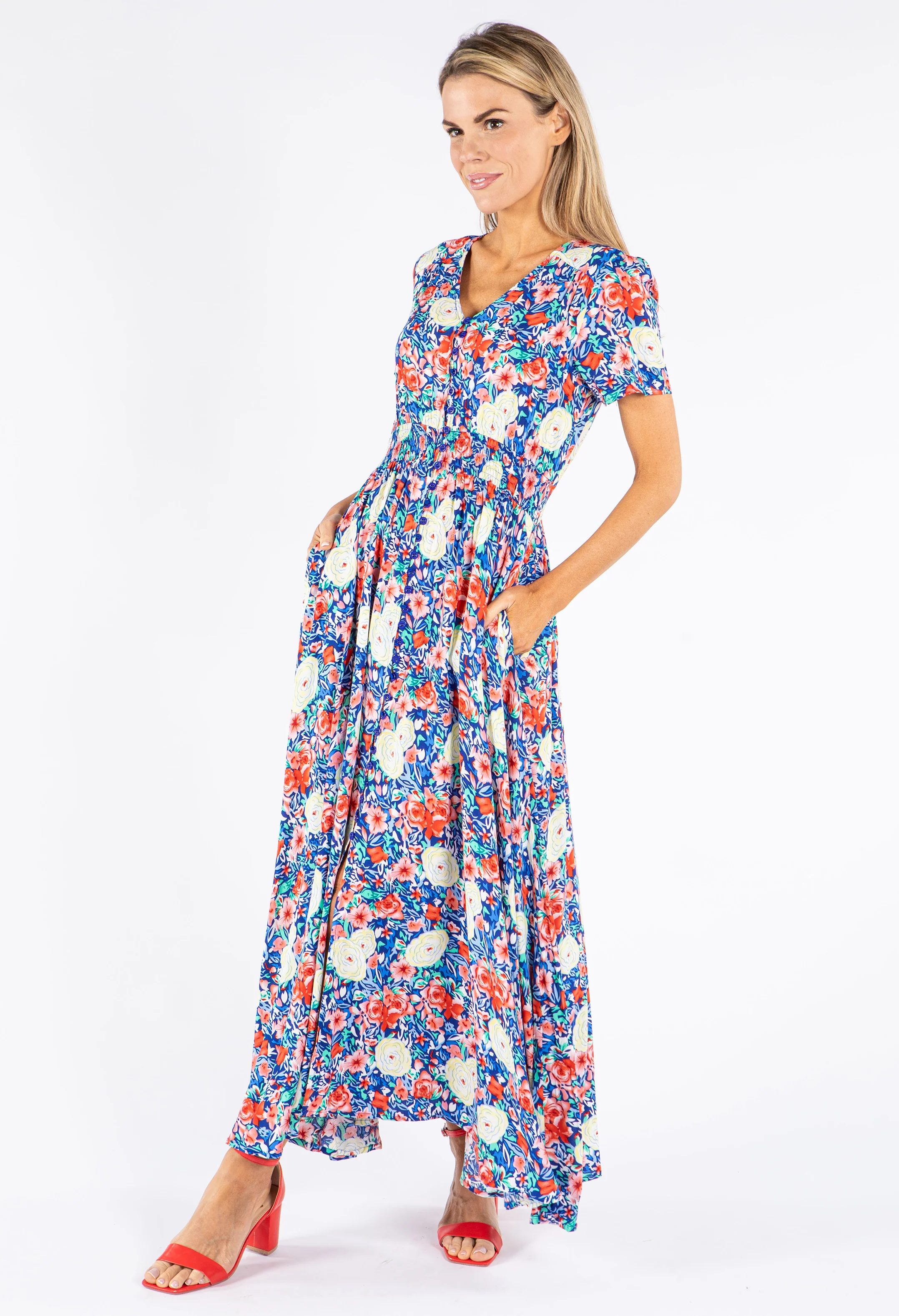 Floral Buttoned Maxi Dress