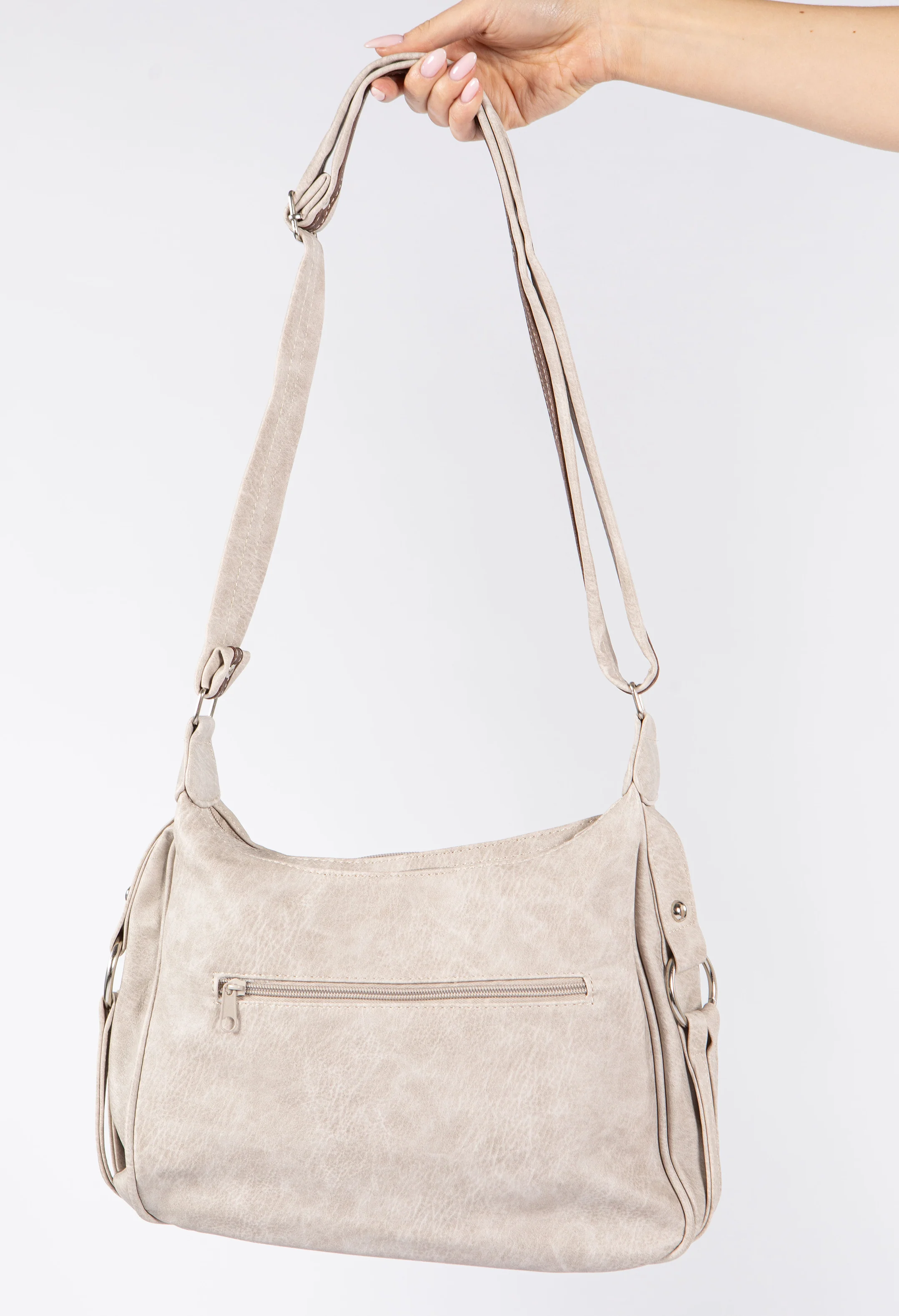 Contrast Double Zip Cross Body Bag