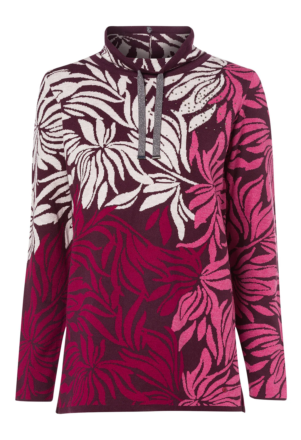 Abstract Floral Mock Neck Sweater