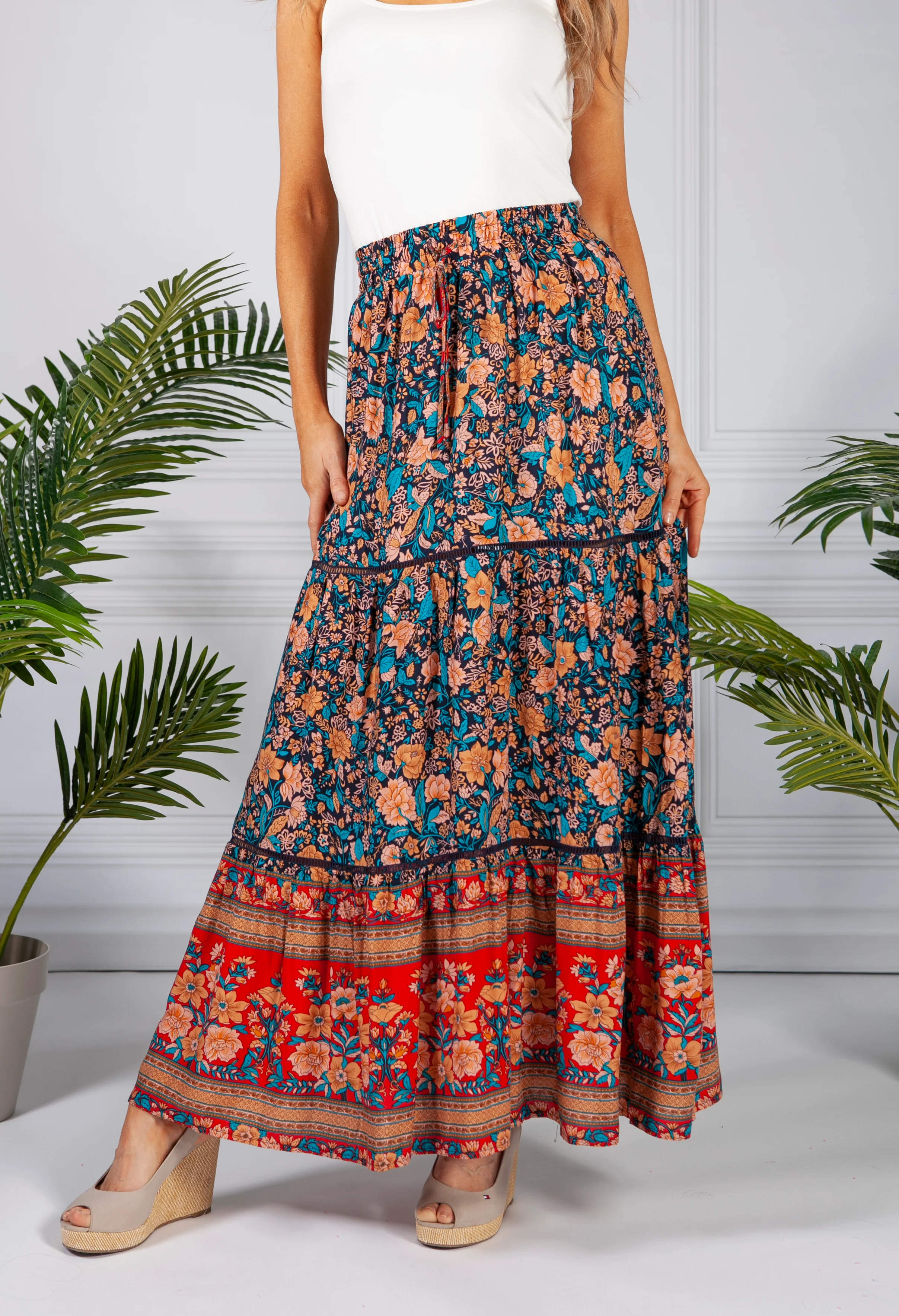 Vintage Floral Print Skirt
