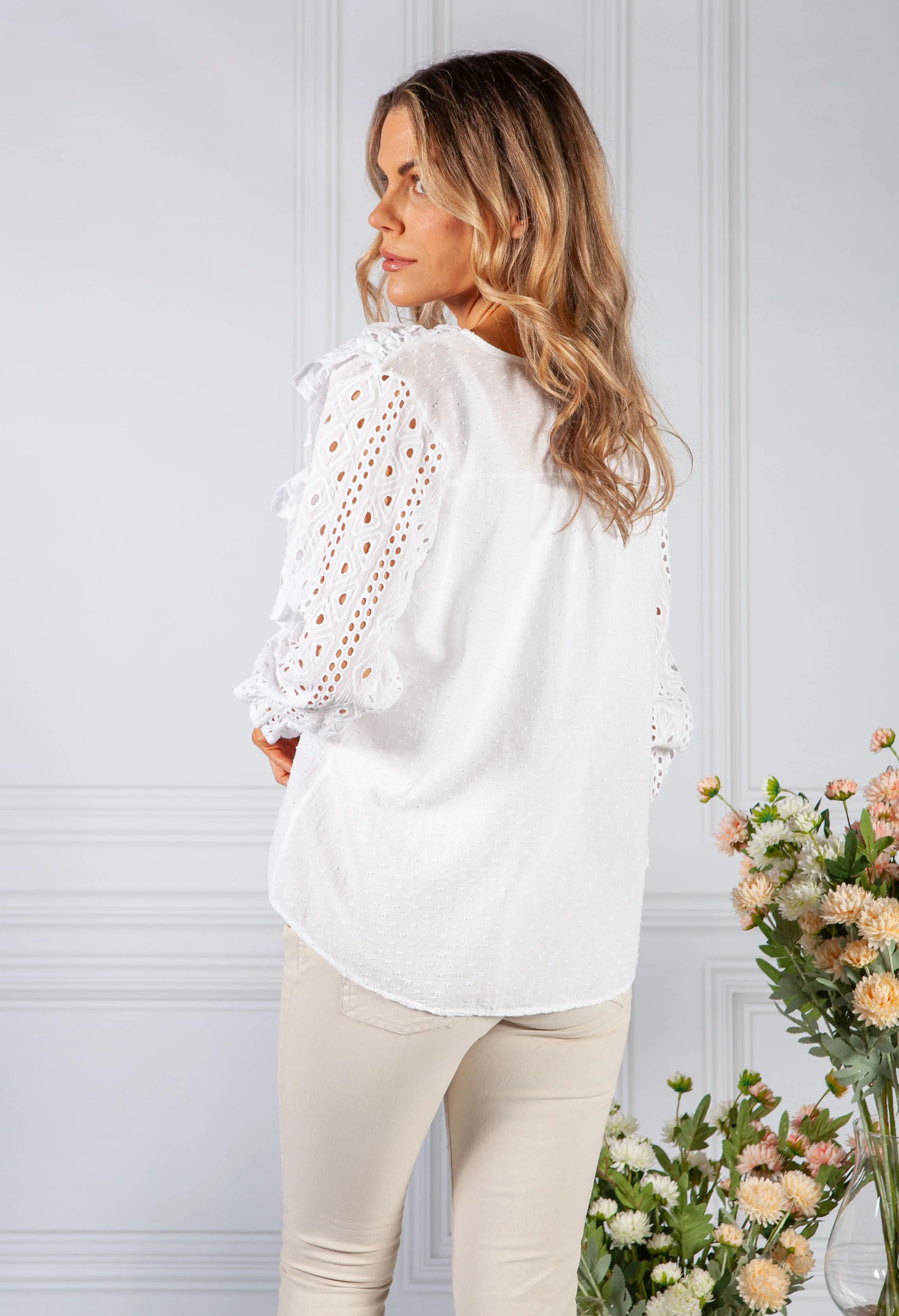White Lace Frill Blouse