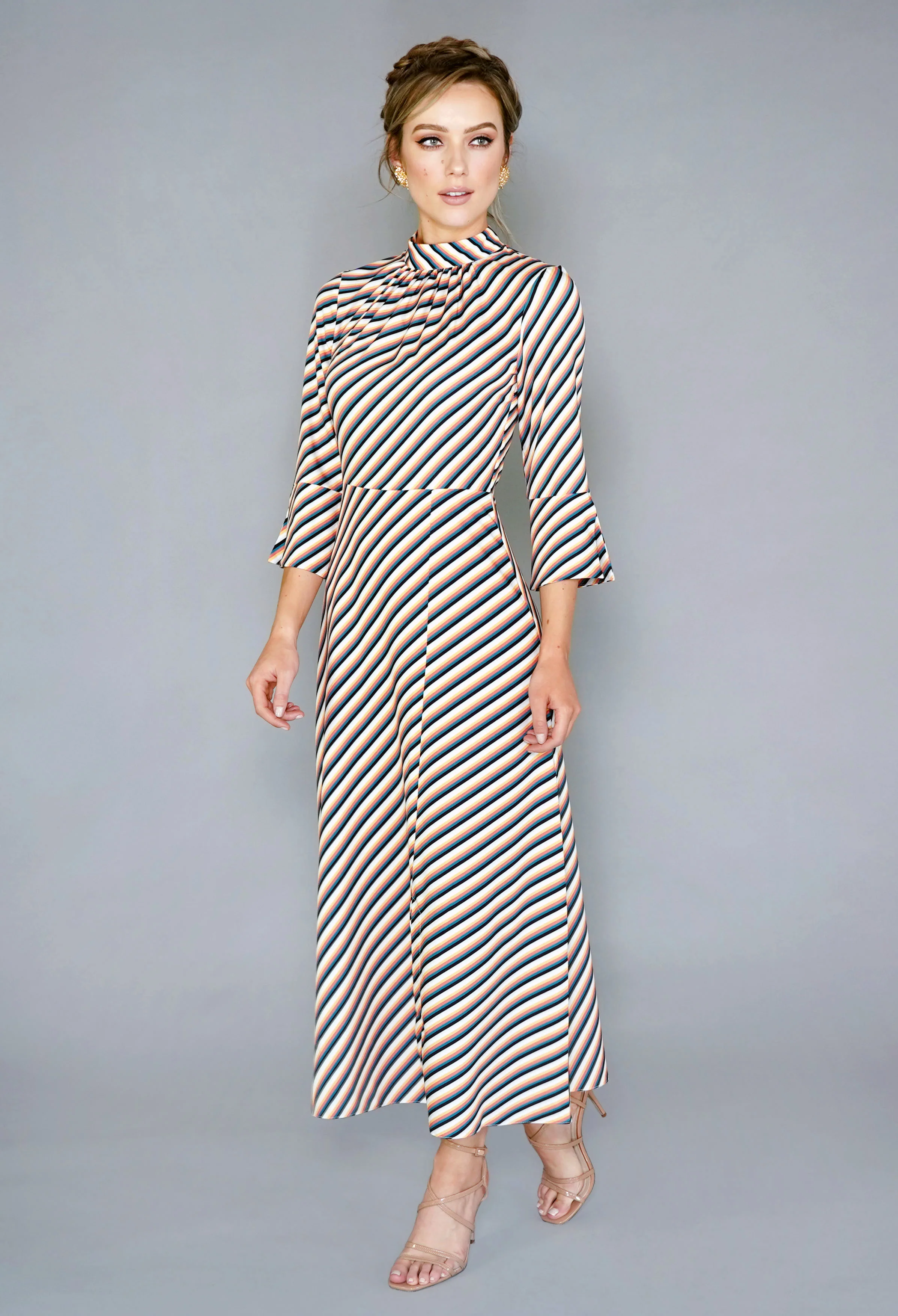 CREAM ASYMMETRIC A-LINE DRESS