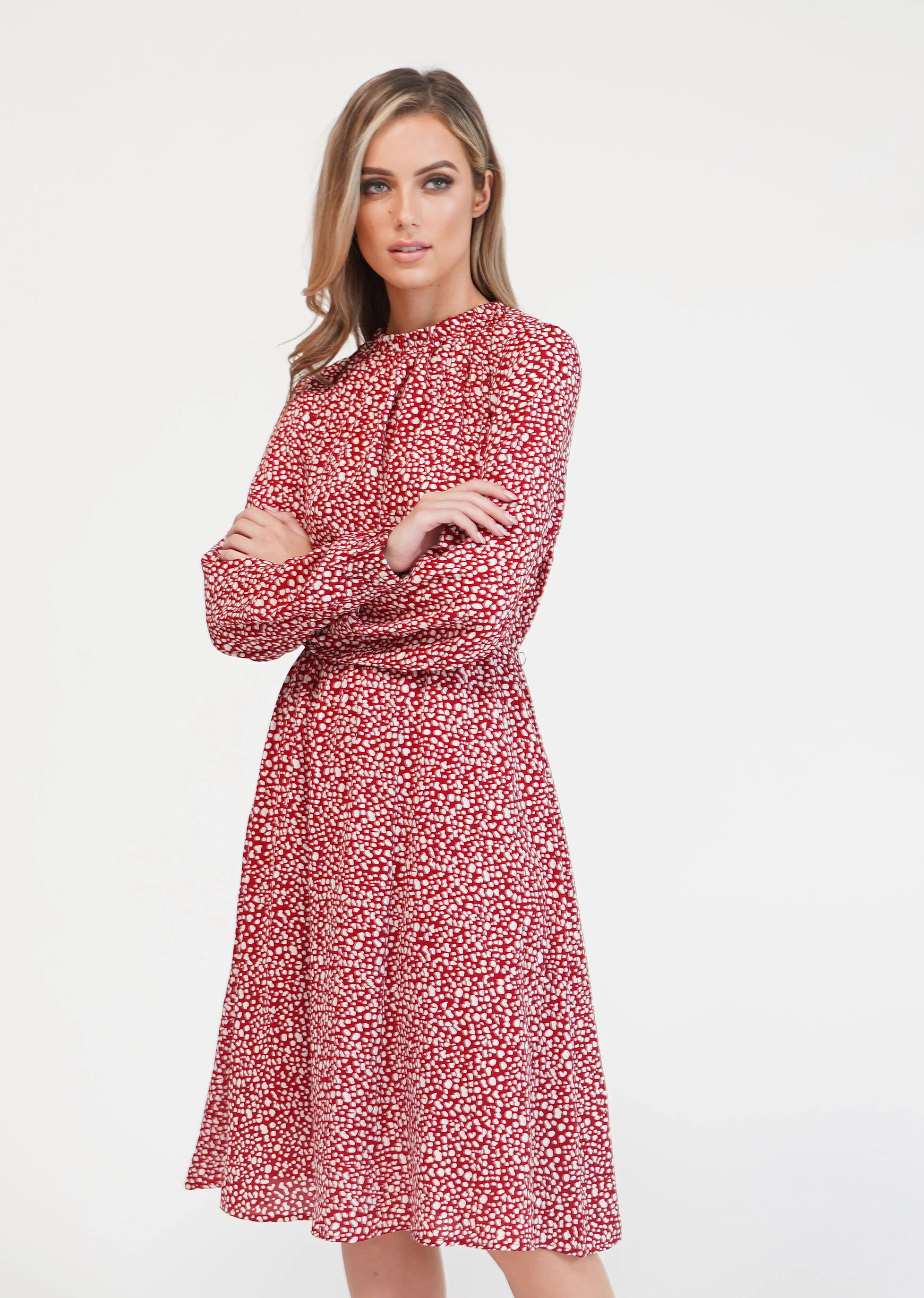 Pamela Scott Printed Gathered Waist Dress