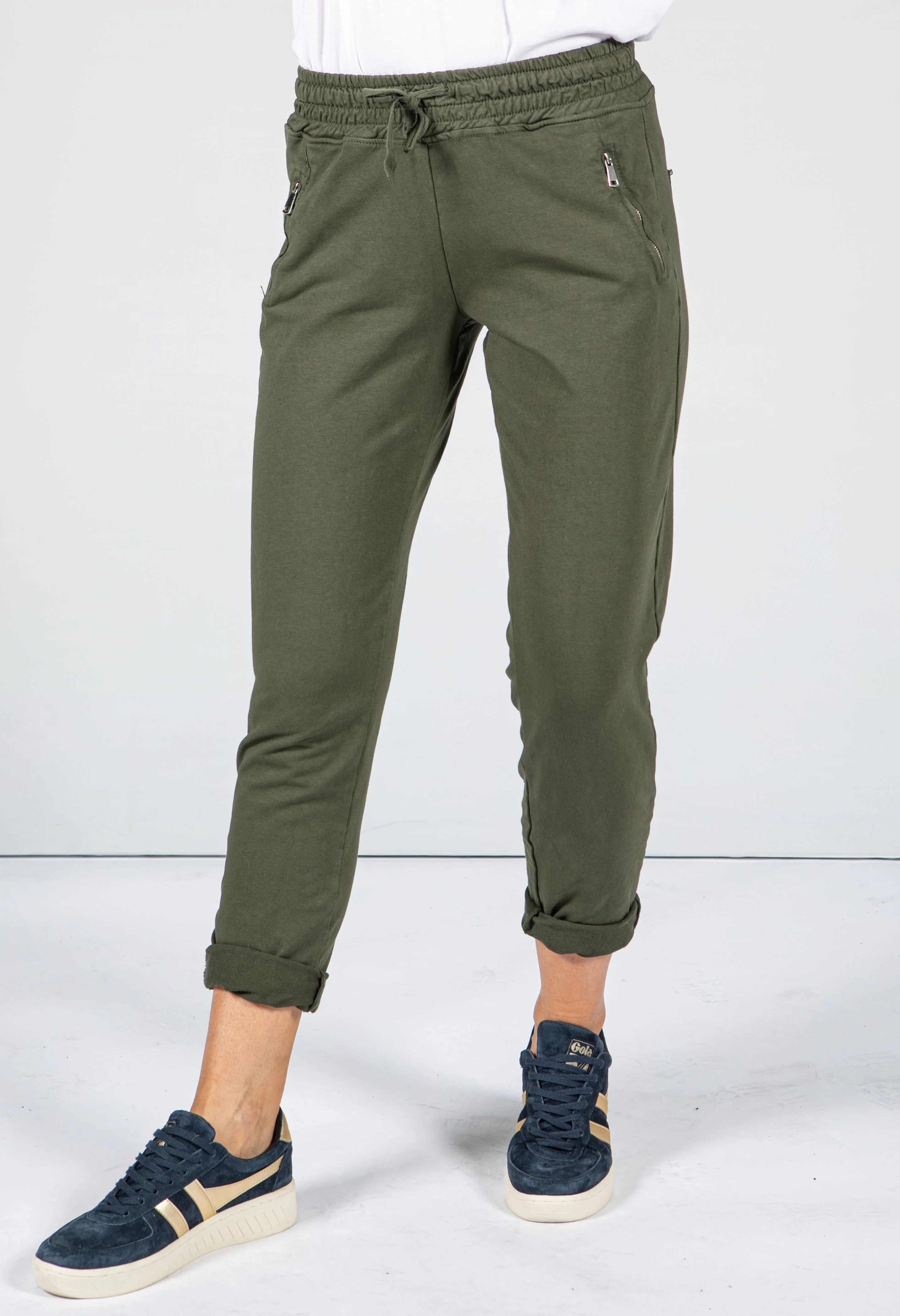 Khaki Jog Pant with Zip Pocket
