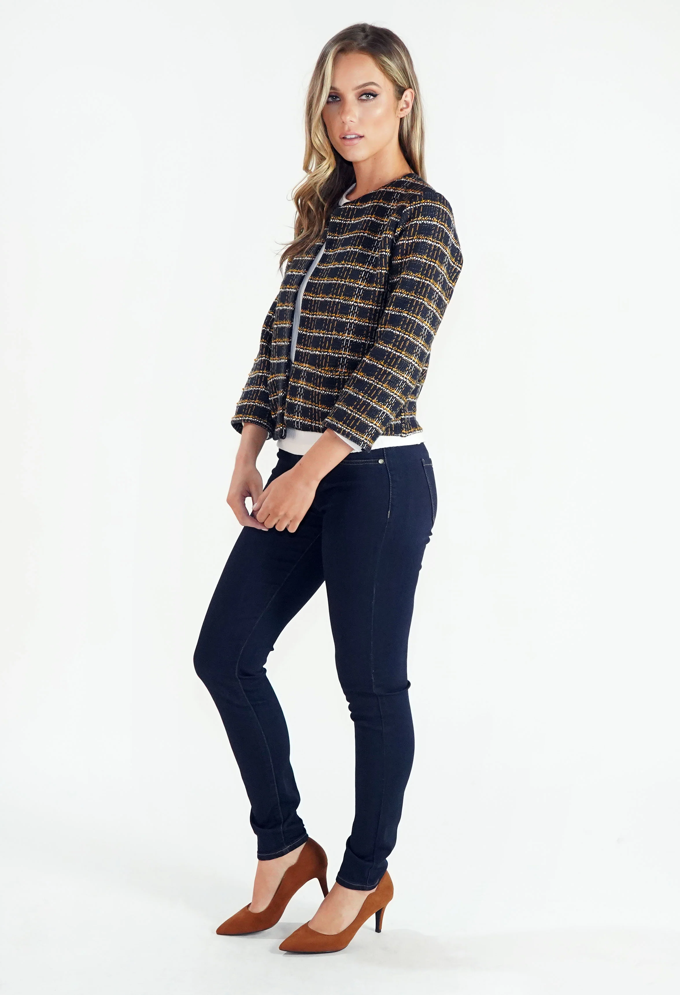 Short Woven Check Jacket