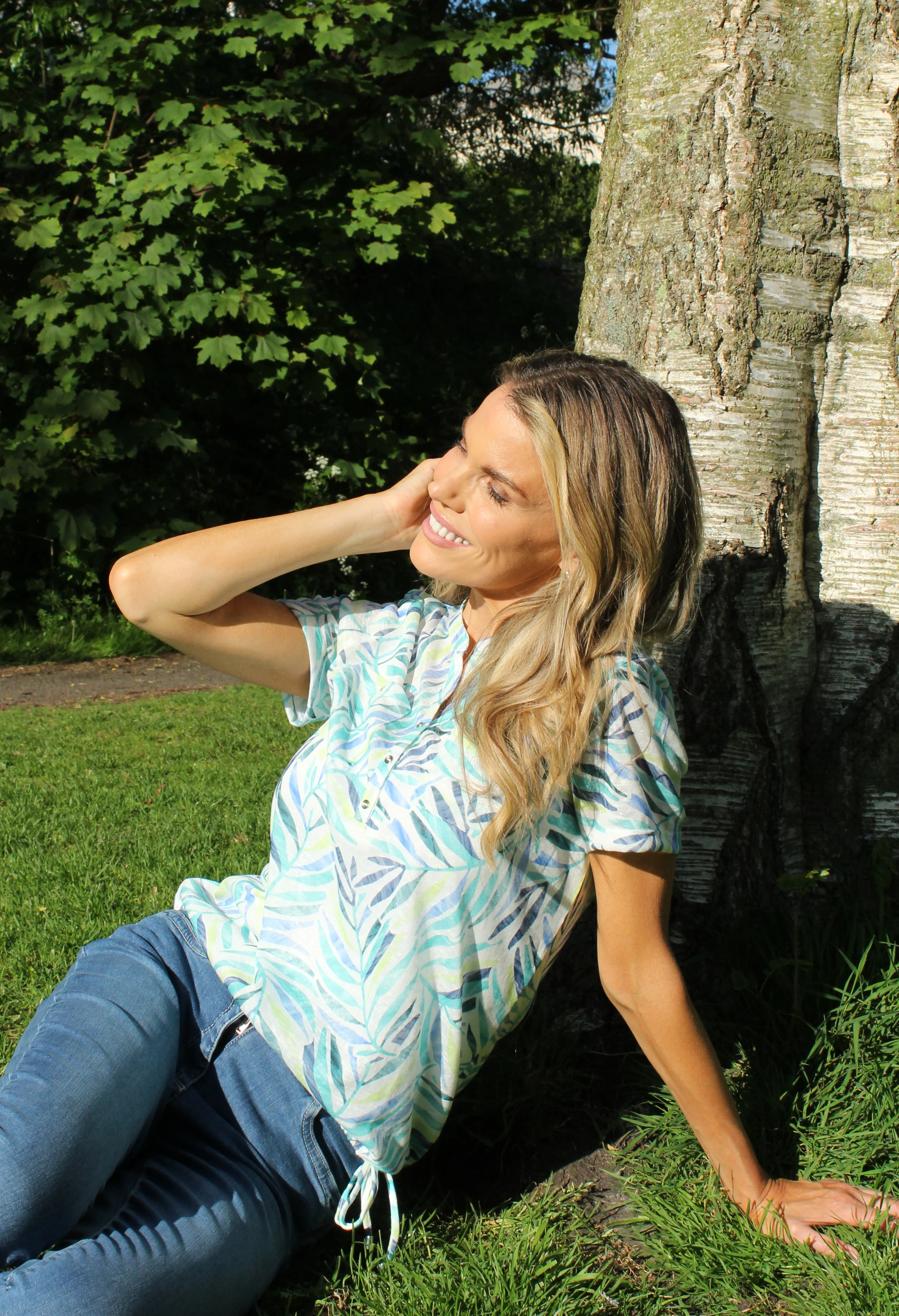 Palm Print Front Pocket Top