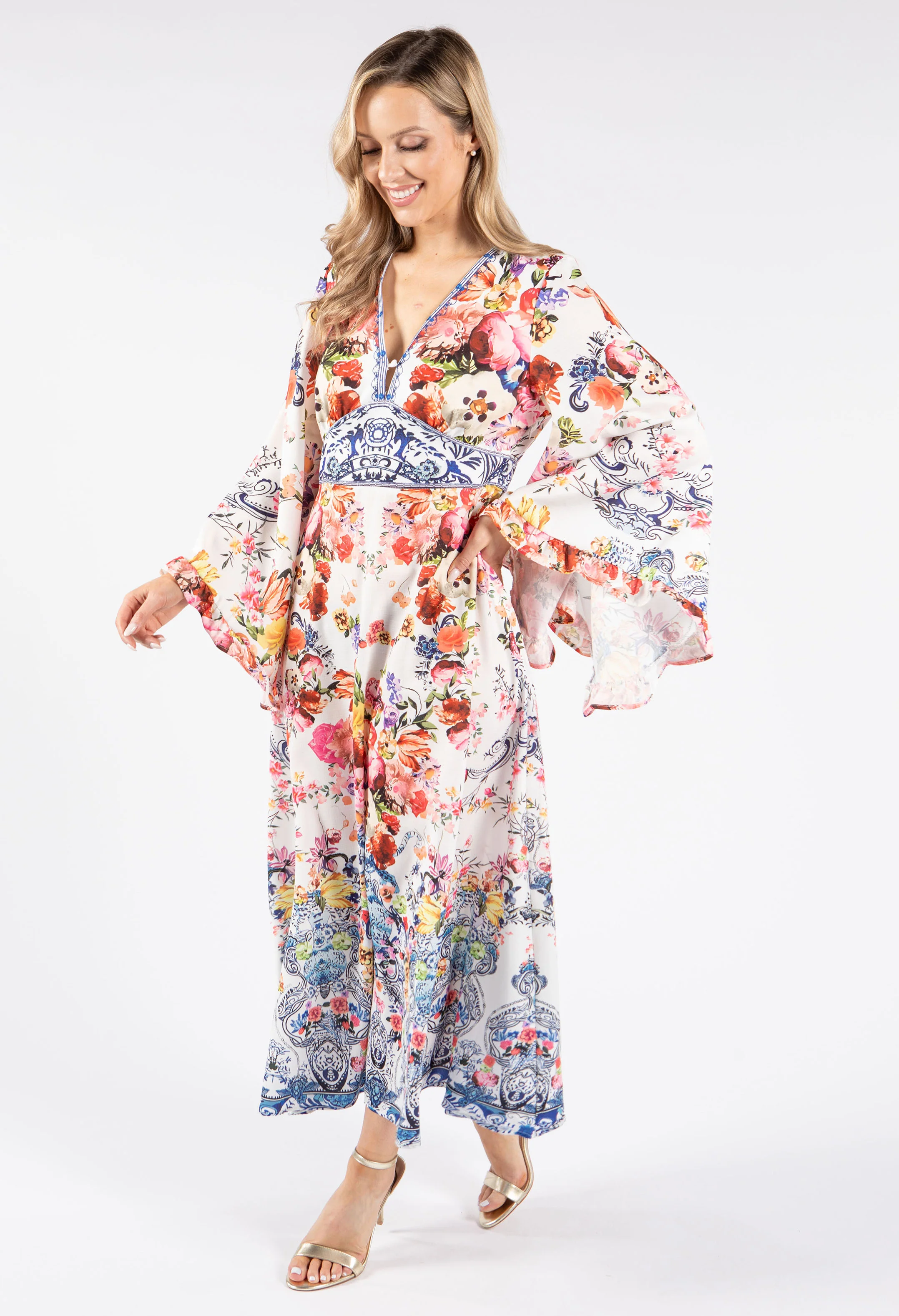 Floral Kimono Sleeve Dress
