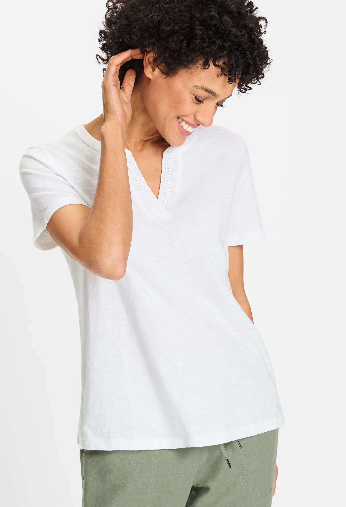 T-Shirt With Lace Detail In Hannah Fit