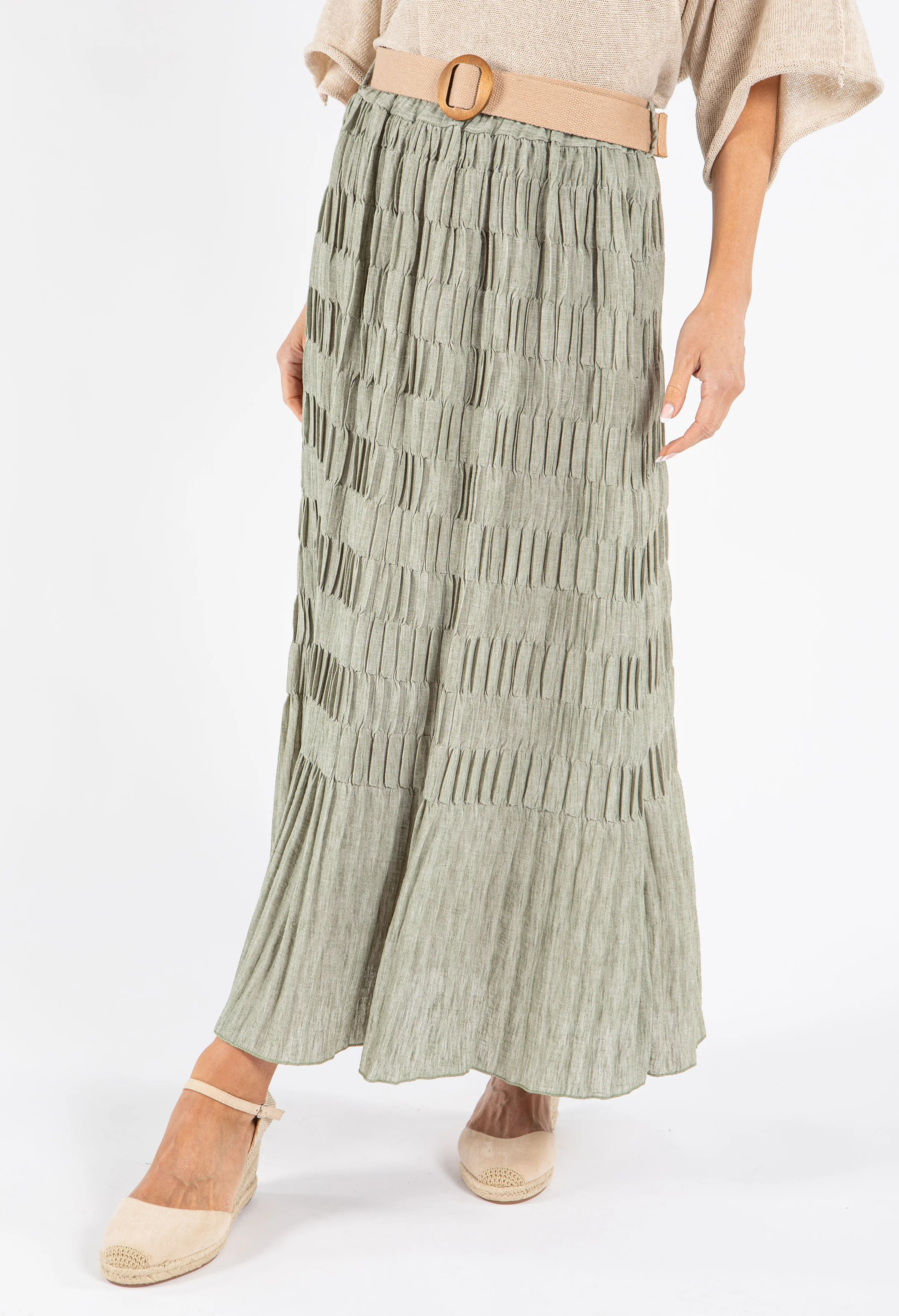 Crinkle Belted Skirt