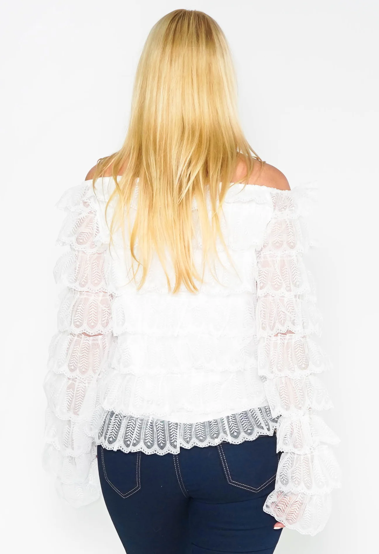White Ruffle Off the Shoulder Top