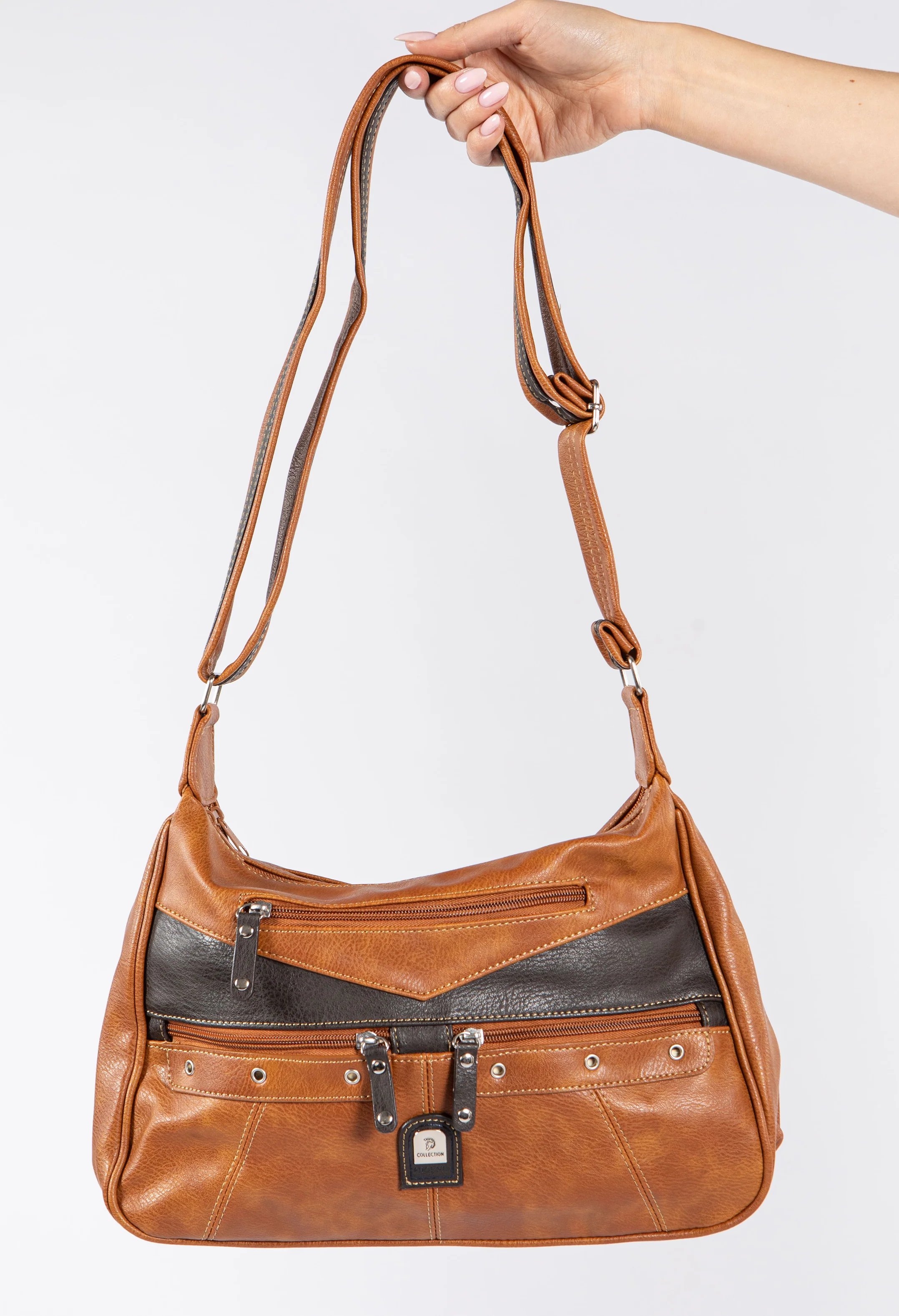 Double Zip Multi Pocket Cross Body Bag