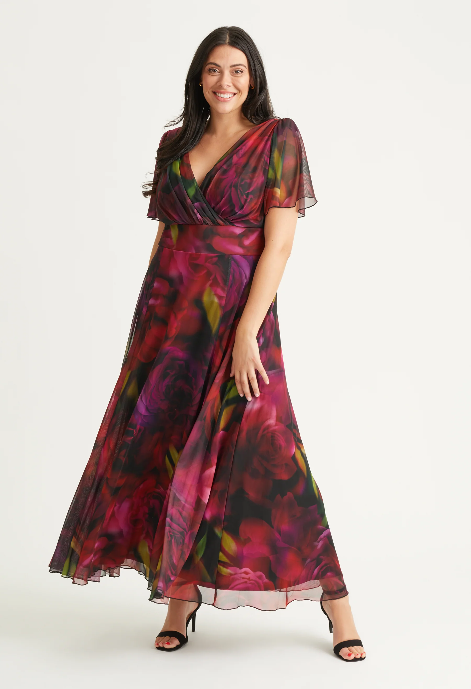 Isabelle Curve+ Angel Sleeve Maxi Dress