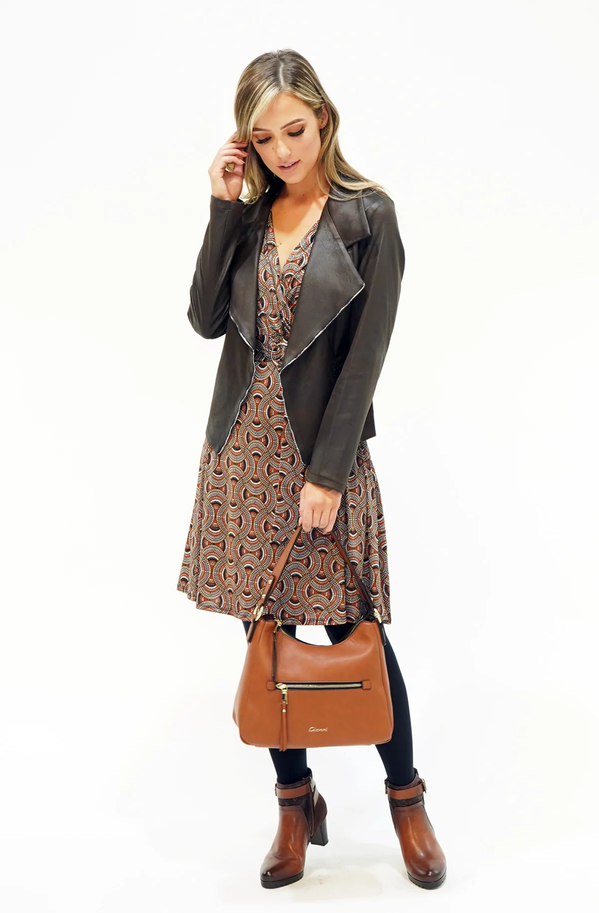 Chocolate Biker Zip Detail Jacket