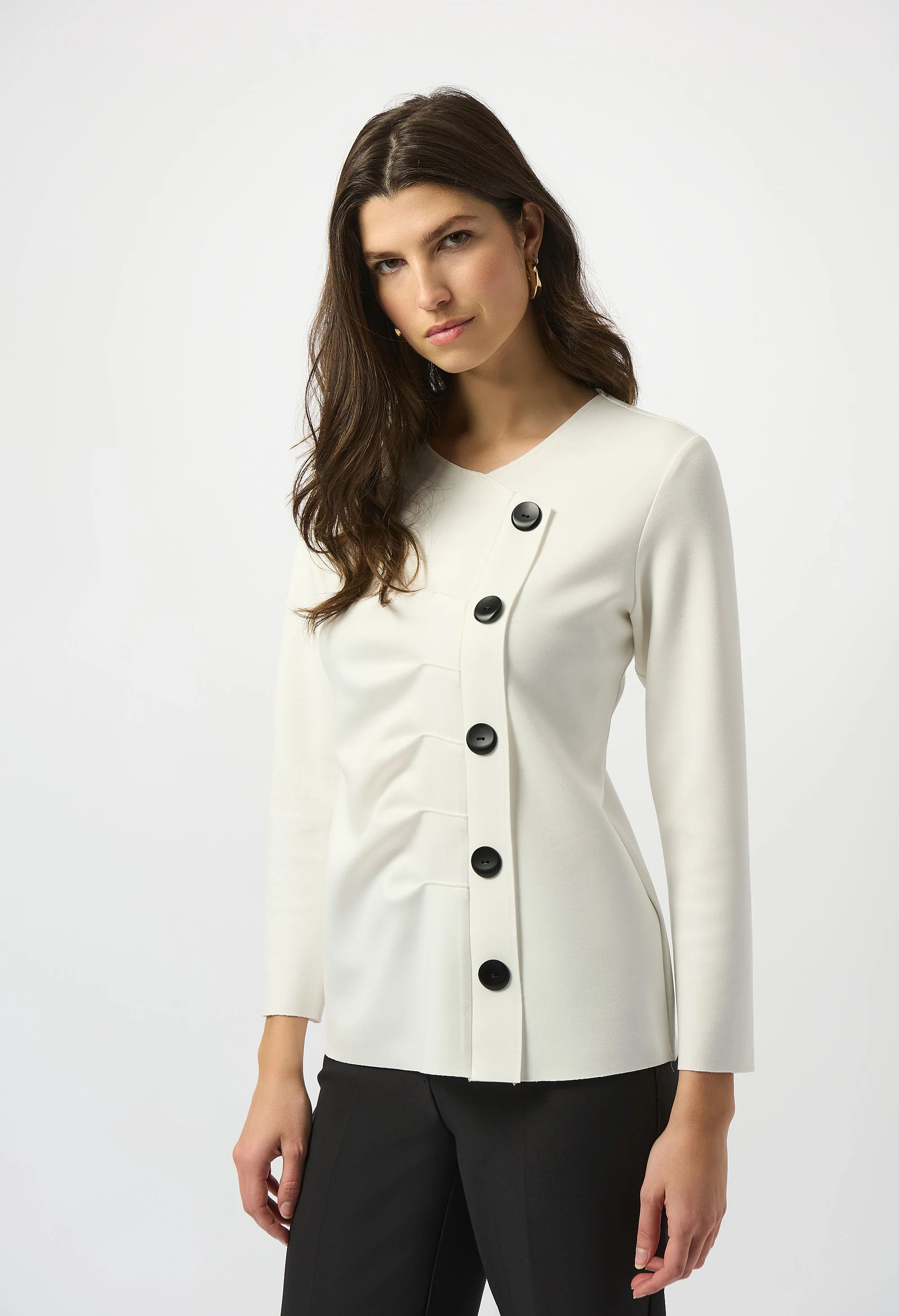 Fitted V-neck Office Blouse