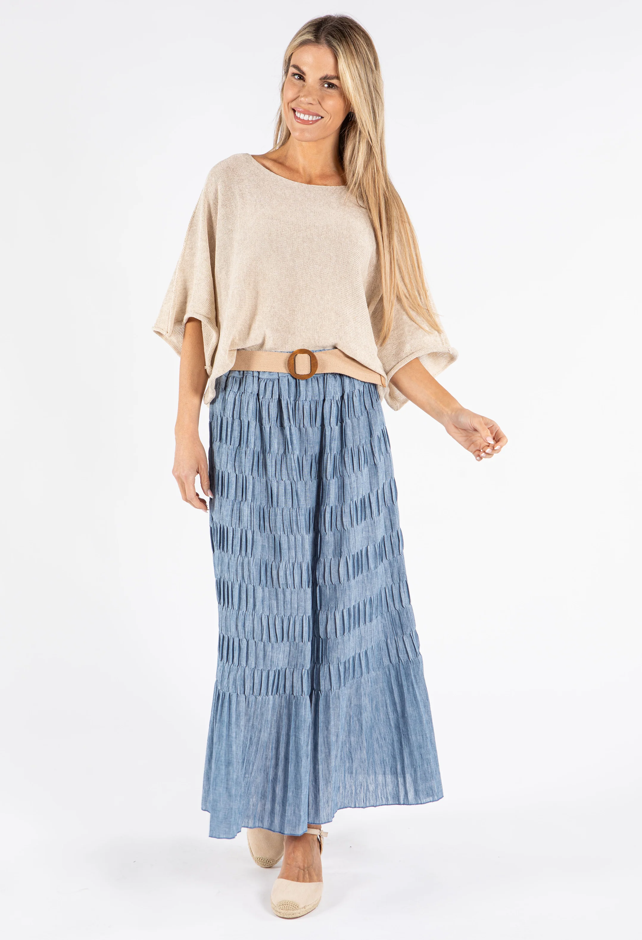 Crinkle Belted Skirt