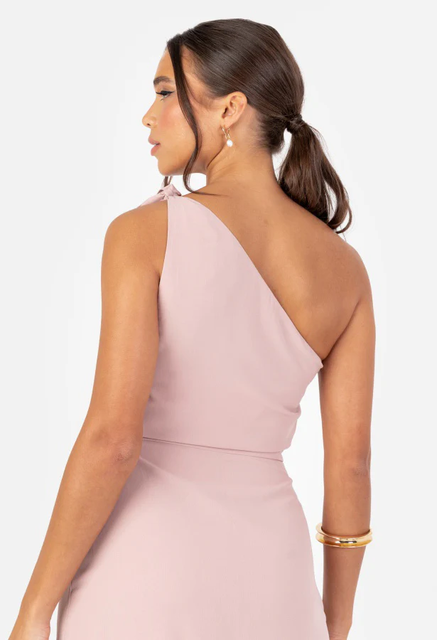 Floral Embellished Self-Tie One Shoulder Maxi Dress