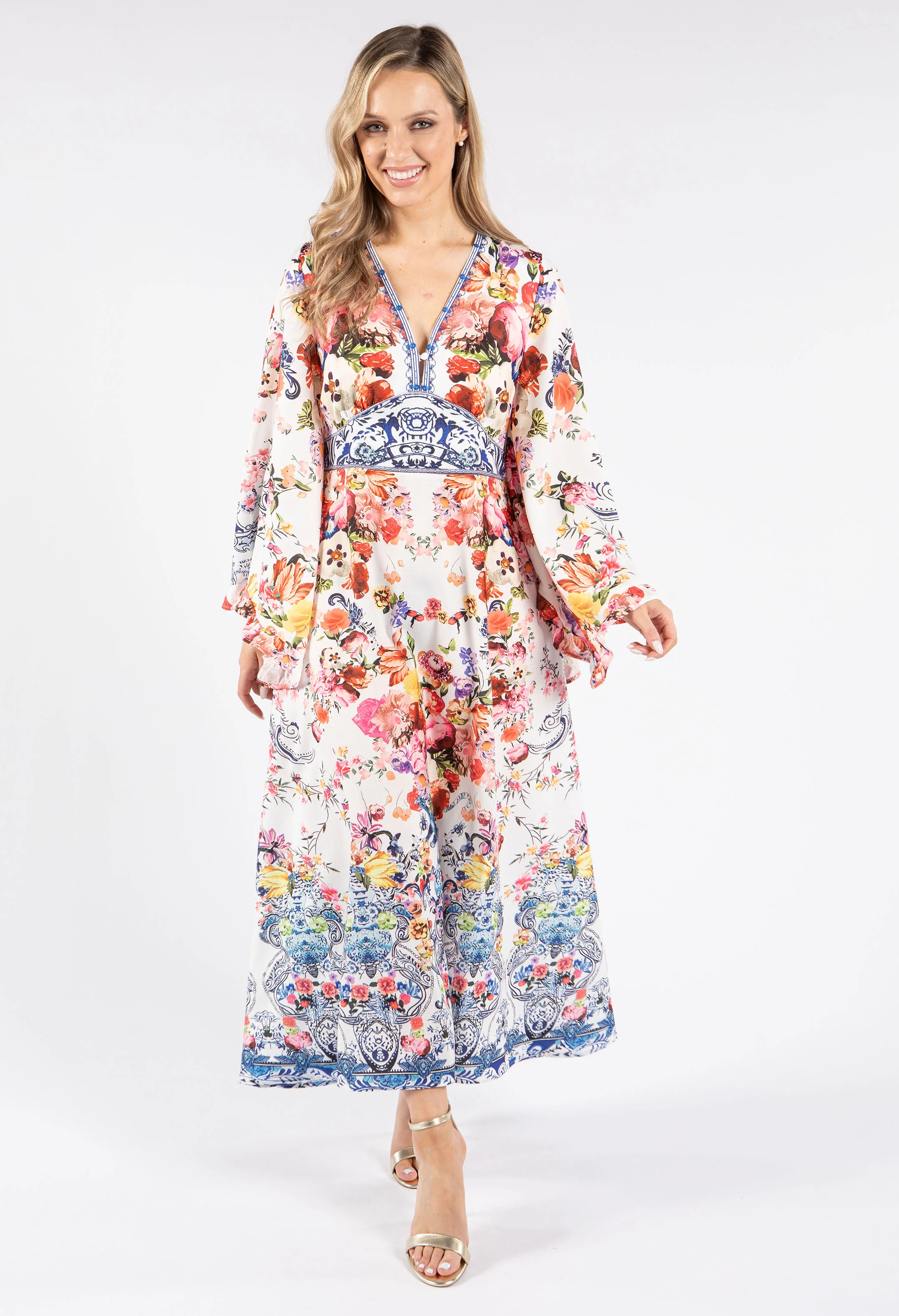 Floral Kimono Sleeve Dress