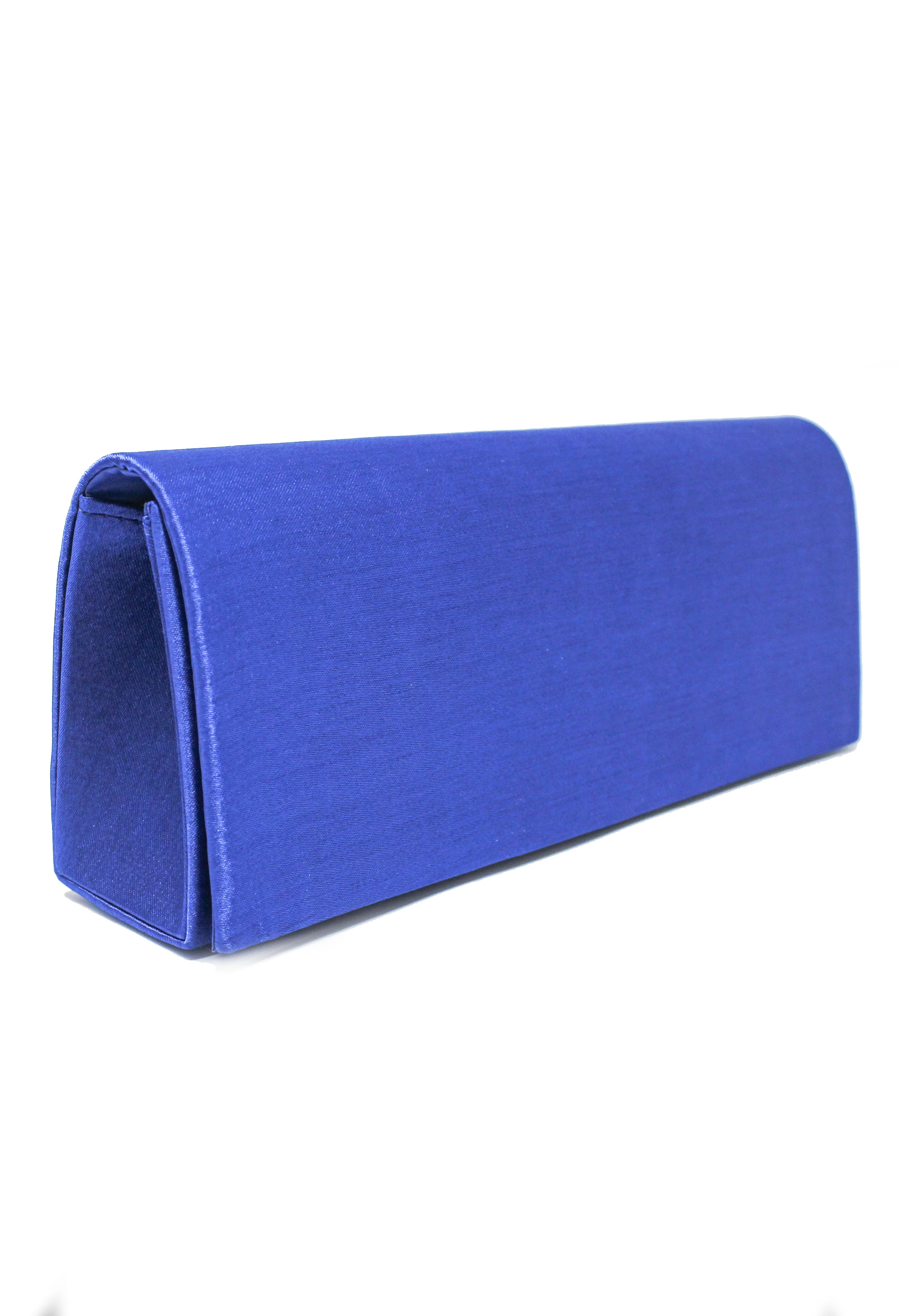 SATIN CLUTCH BAG IN SAPPHIRE BLUE