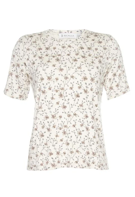 Beige Floral Print T-Shirt