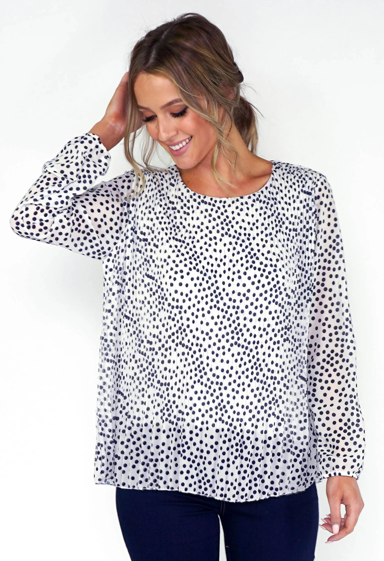 Polka Dot PRINT PLEATED TOP