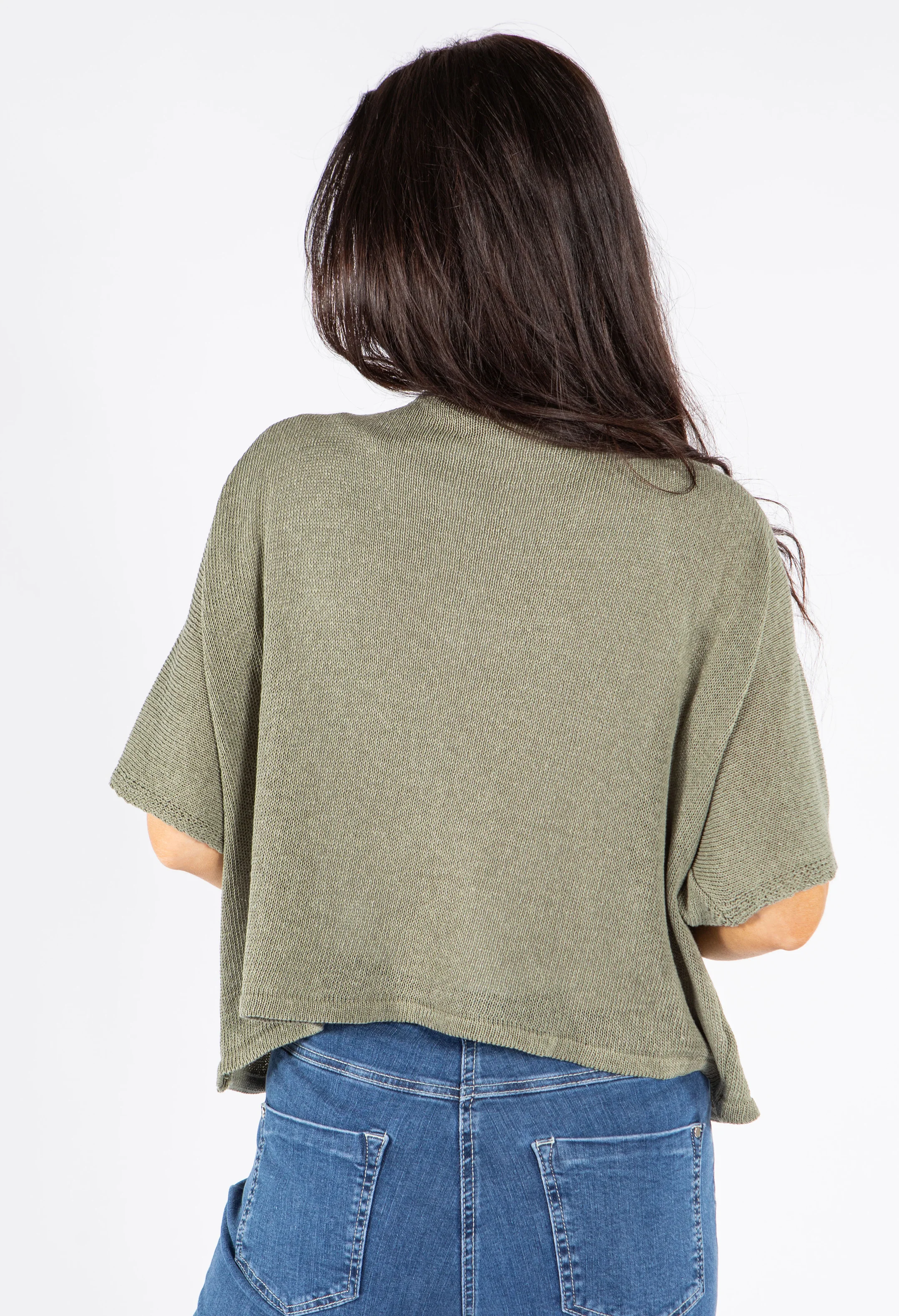 V-Neck Cropped Knit Cardigan