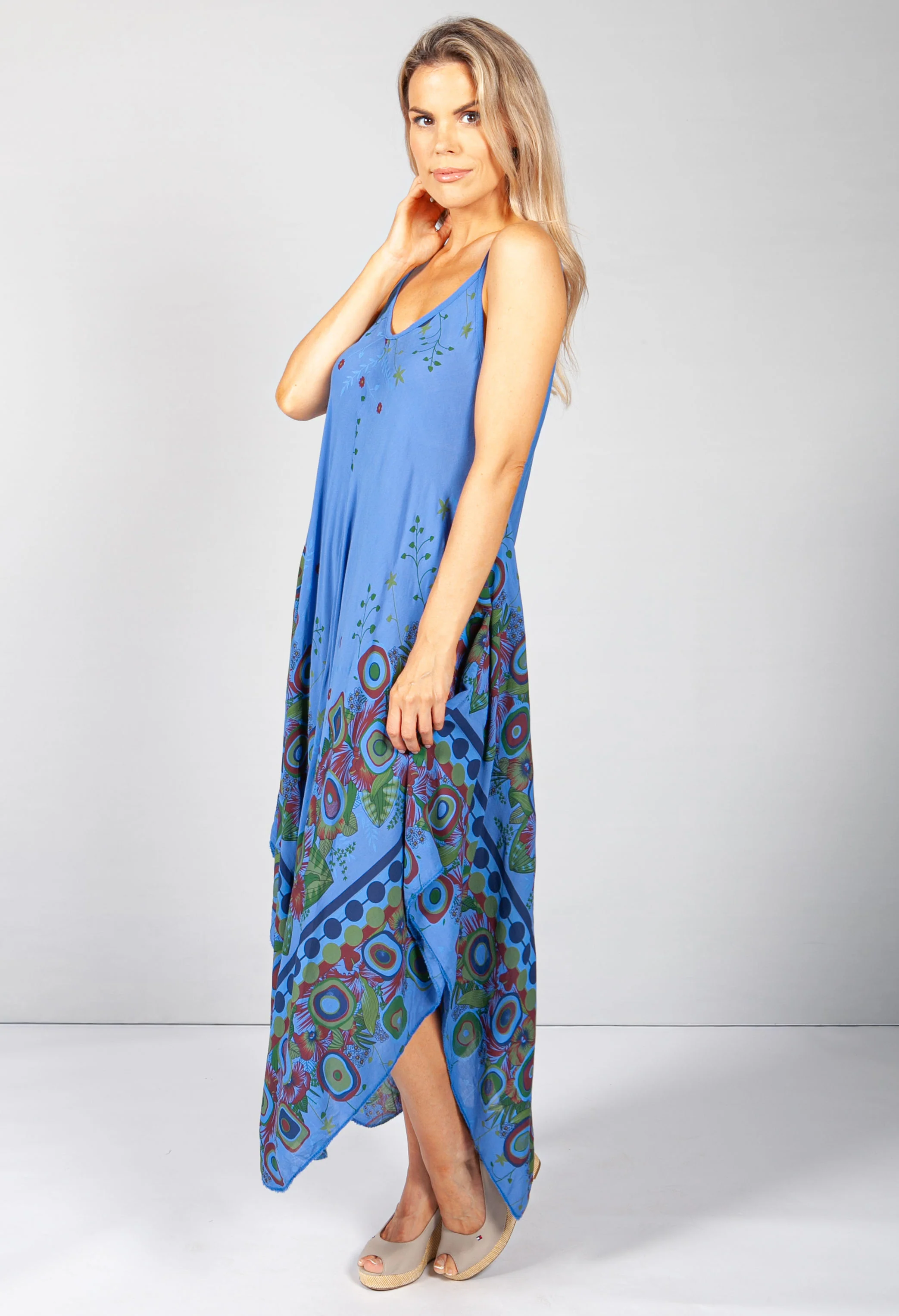 Floral Abstract Print Dress in Royal Blue